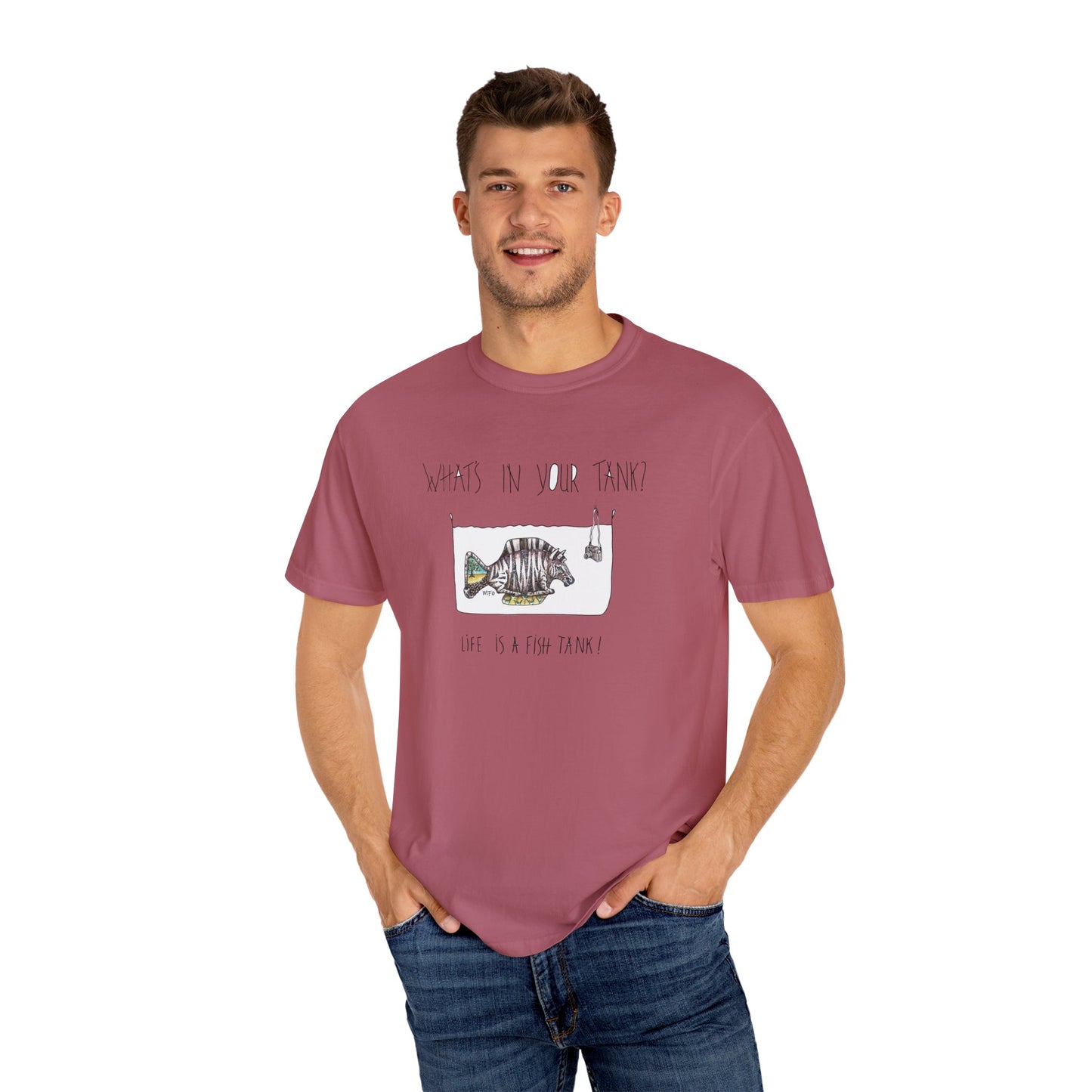 Fish Tank Collection, Zebra Fish Aquarium T-Shirt by artist Marie Frederique