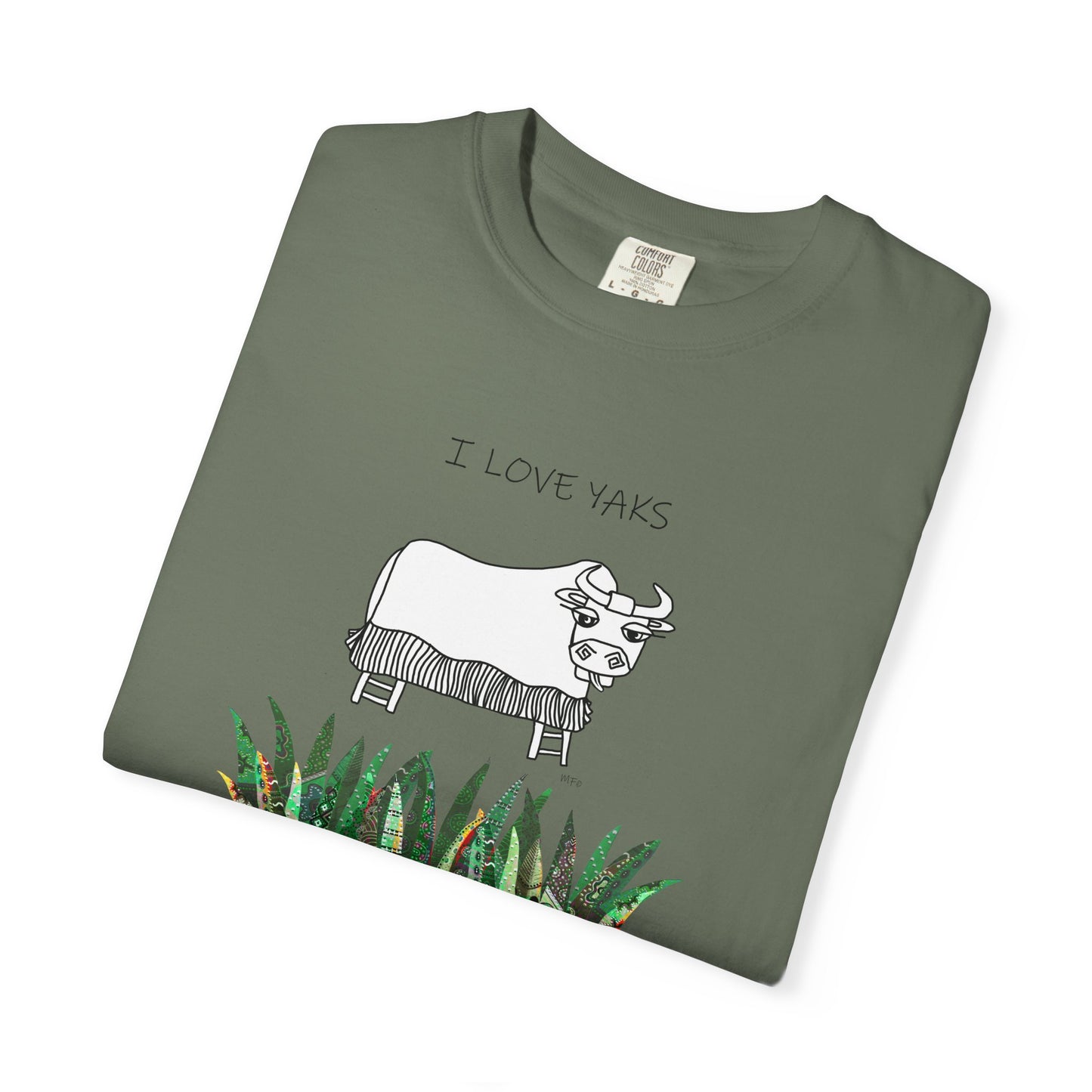 I love Yaks, Unisex Garment-Dyed T-shirt by artist Marie Frederique