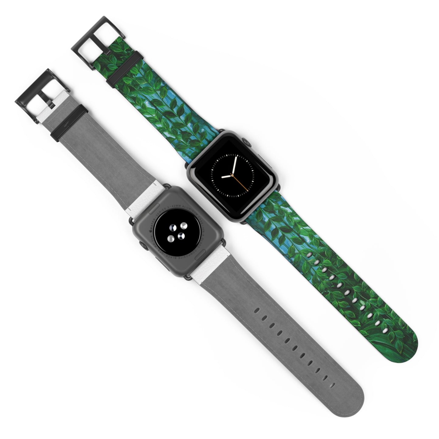 Blue Planet Series, Jungle leaves faux leather Watch Band by artist Marie Frederique