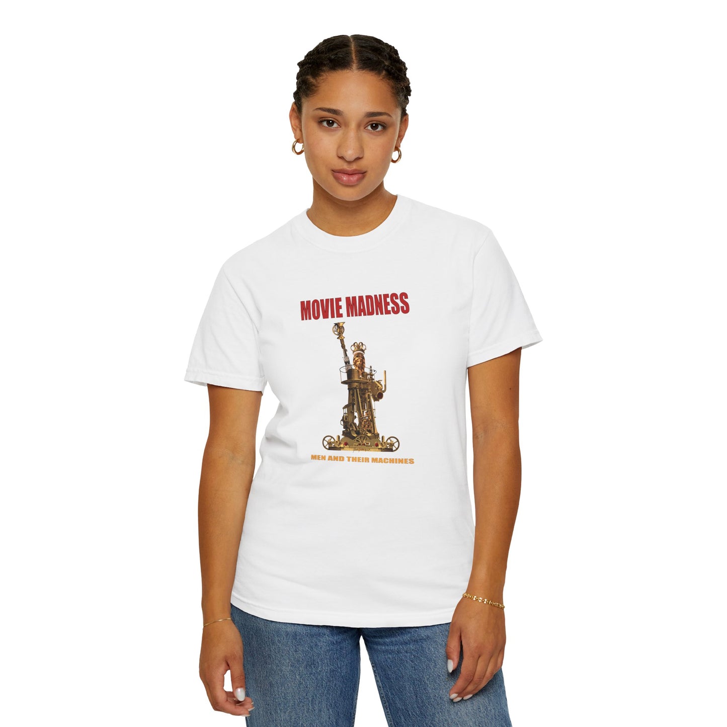 Movie Madness T-shirt - Statue of liberty made from machine parts by artist Marie Frederique