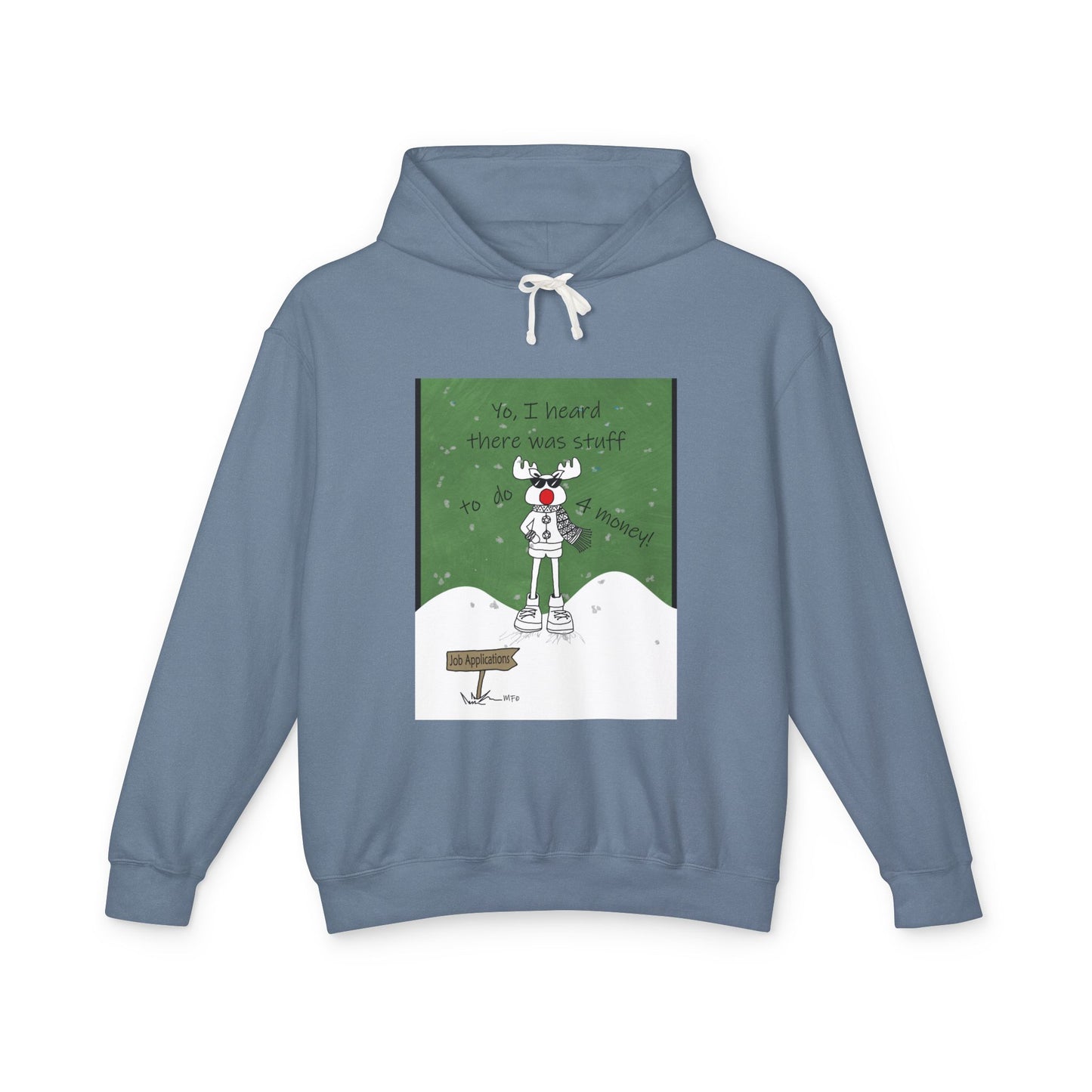 Christmas Hooded Sweatshirt - Reindeer Job Applications - Funny Christmas Design