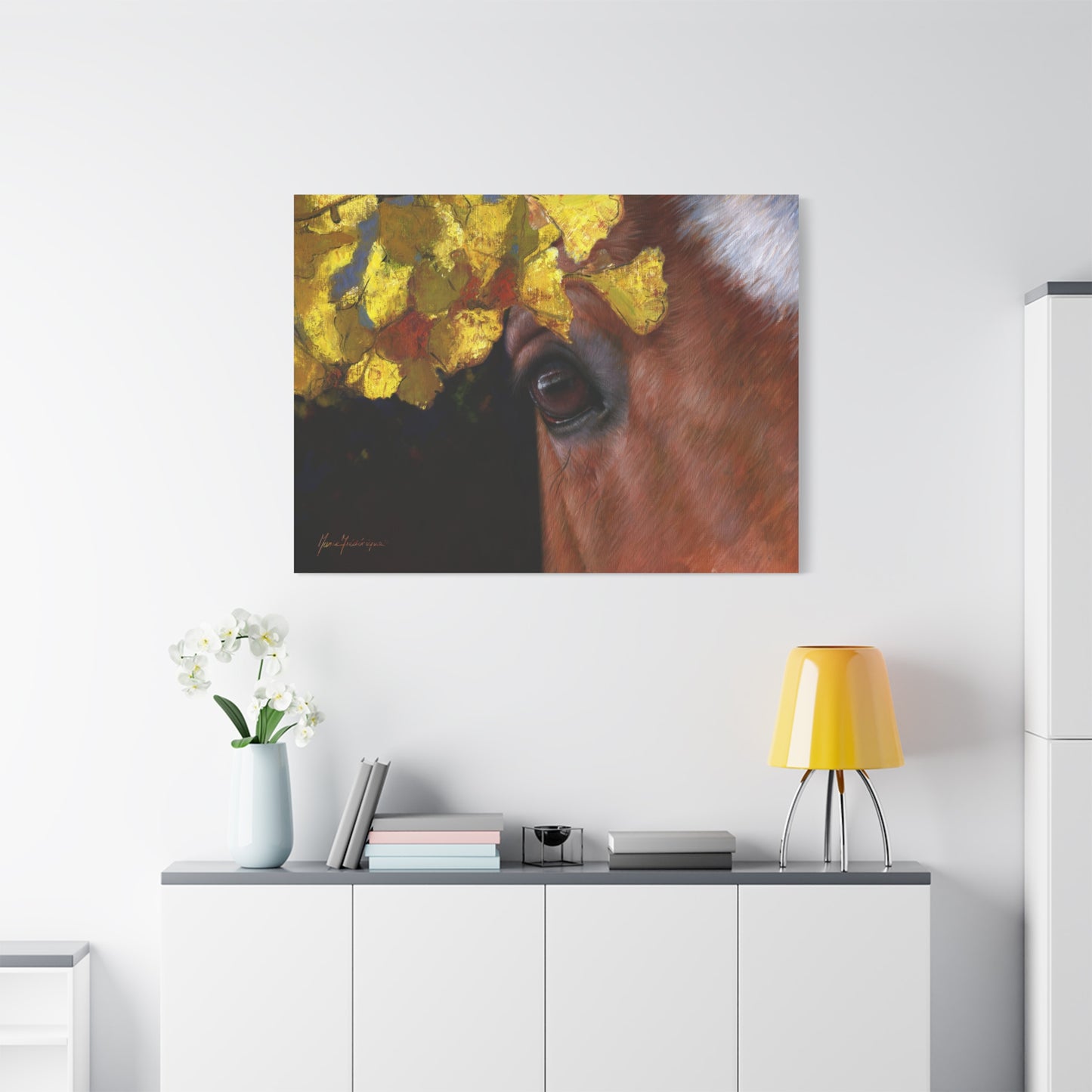 Horse Eye, Autumn Canvas Art by artist Marie Frederique