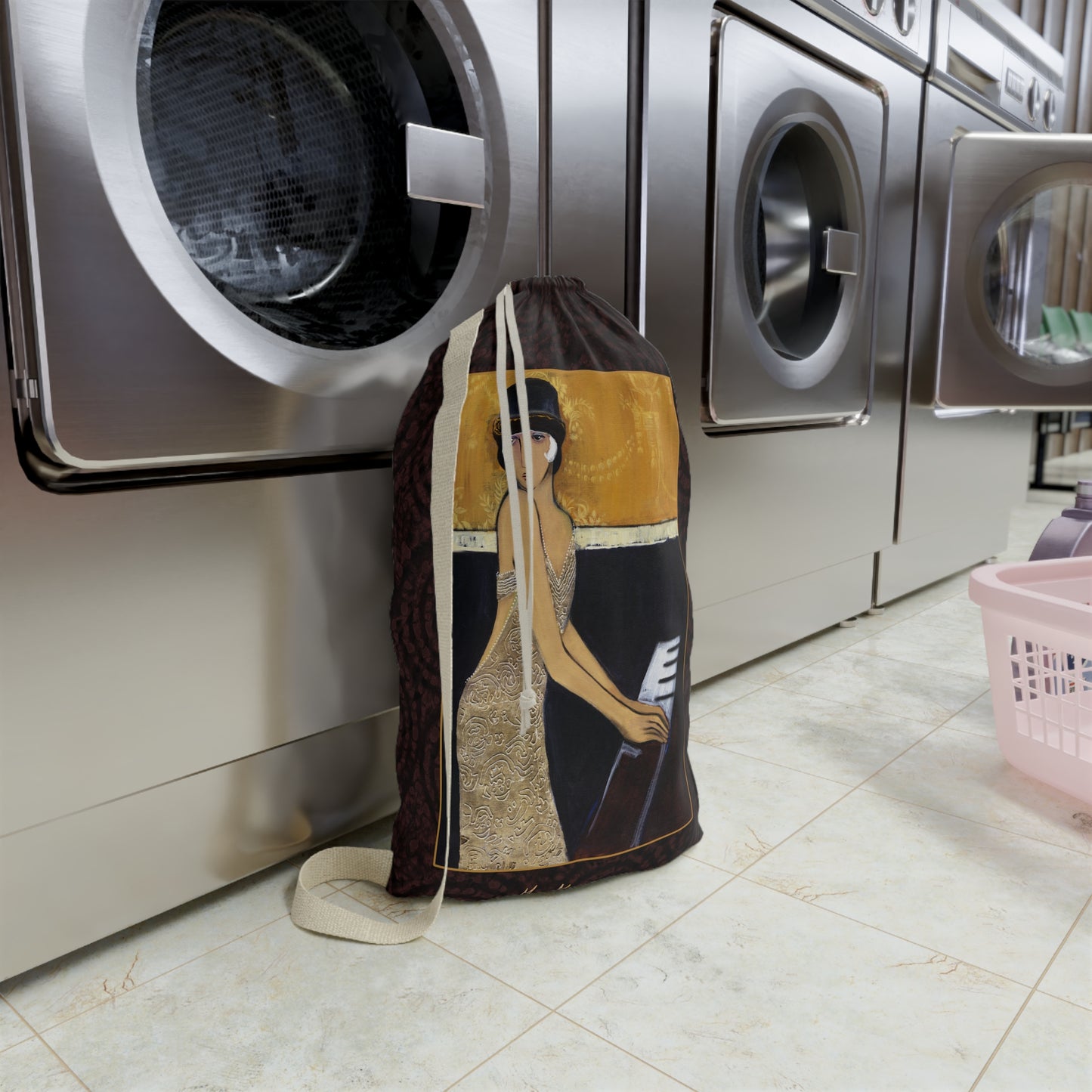 Vintage Jazz Pianist Laundry Bag —Designer Travel & Laundry Storage by artist Marie Frederique