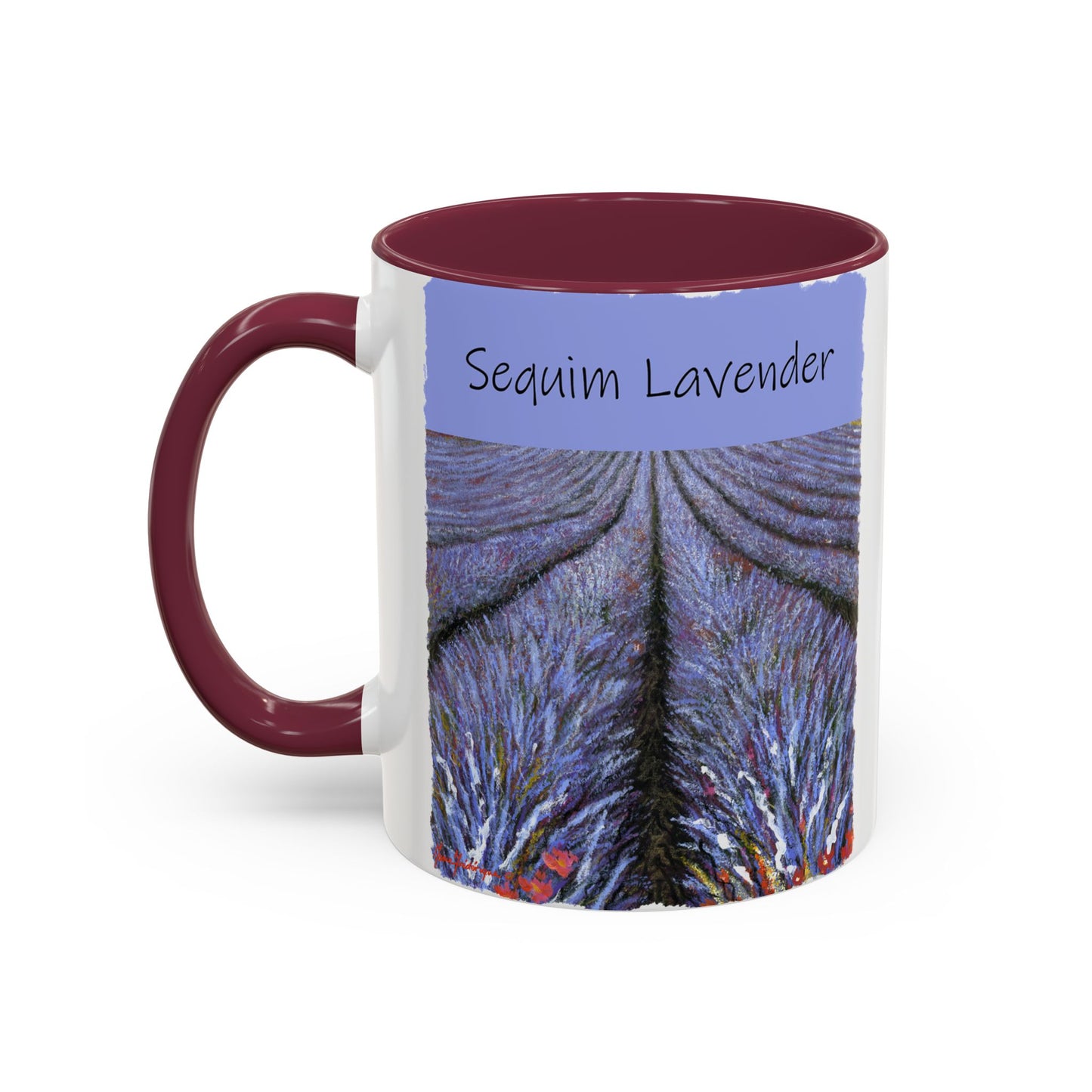 Lavender field Mug, Meet Me in the Fields Coffee Cup, by artist Marie Frederique