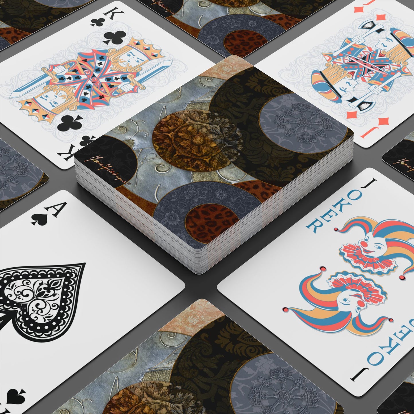 Circles, Elegant Bridge/Poker Playing Cards with Intricate Designs - Perfect for Game Nights & Collectors by artist Marie Frederique