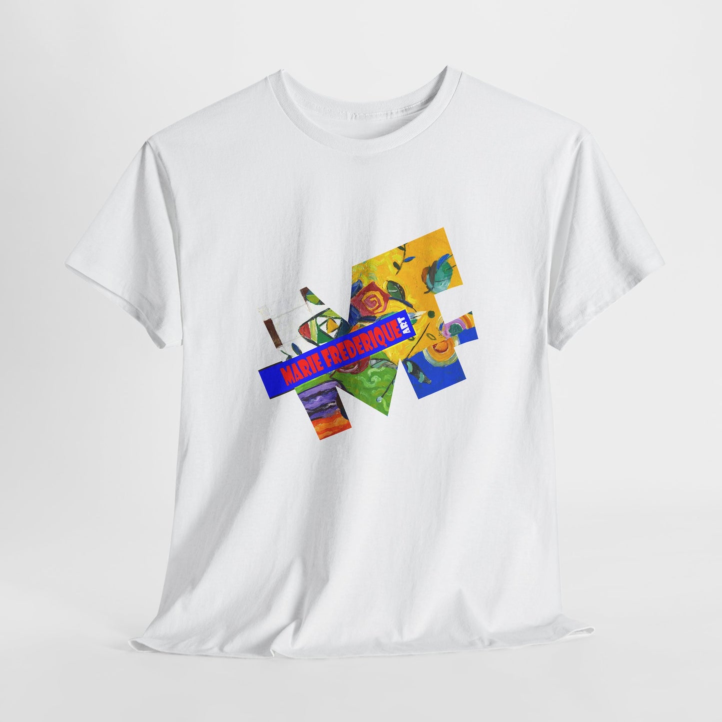 Multicolored Art collage Unisex Heavy Cotton Tee - Perfect for Art Enthusiasts by artist Marie Frederique