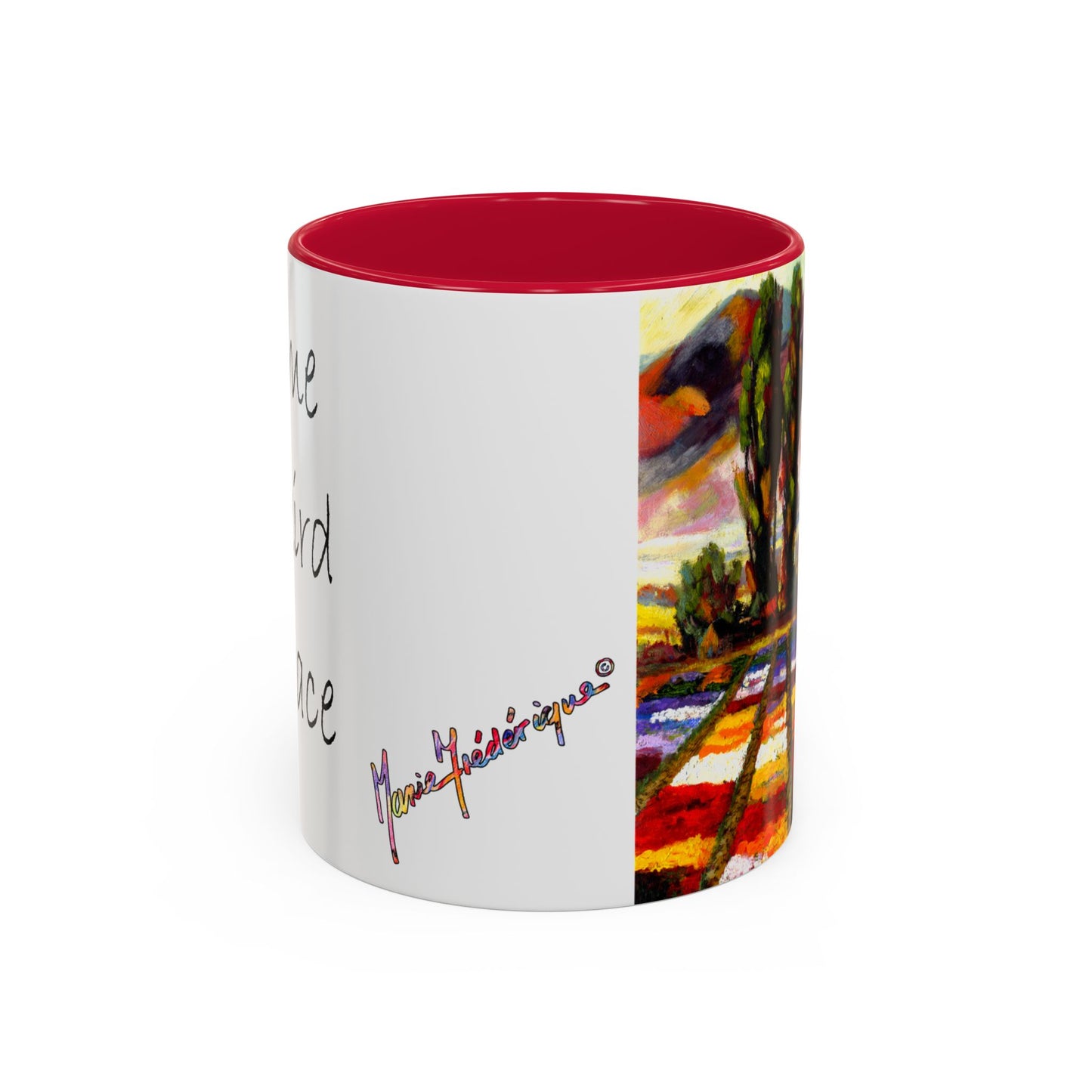 Flower Field "Let me be weird in peace" quote - Colorful Mug by Artist Marie Frederique