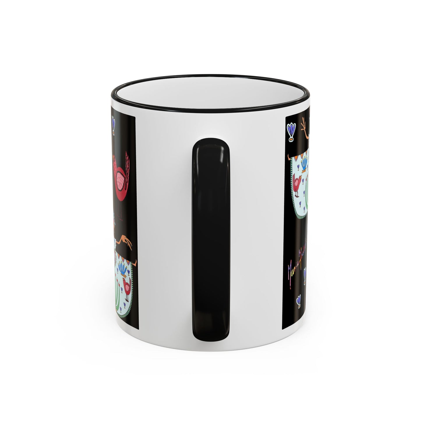Chic Floral Folk Art Accent Rim Mug — Hand-Painted Teacup Pattern (11oz/15oz)