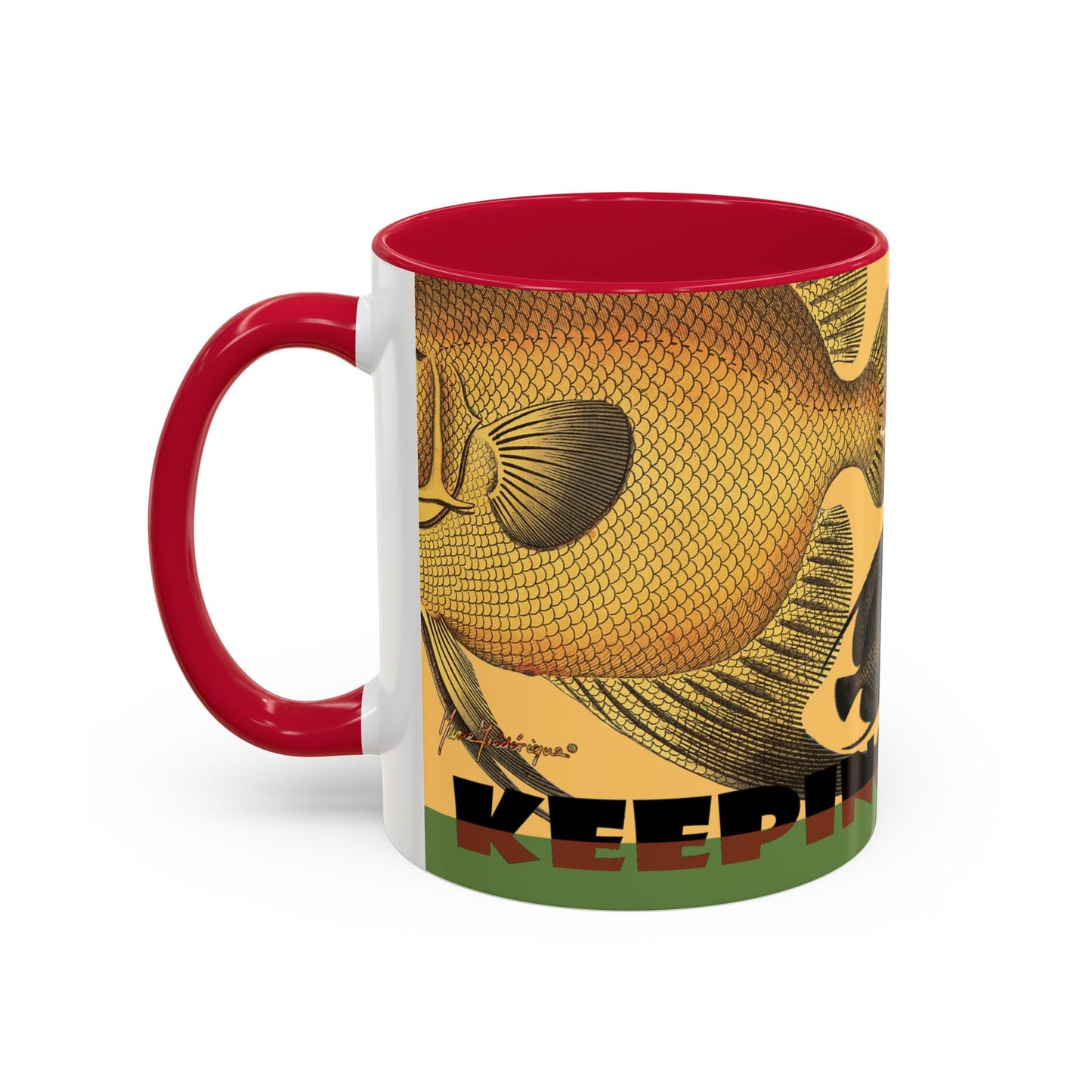 Keeping it Reel, Fish-Themed Mug by artist Marie Frederique