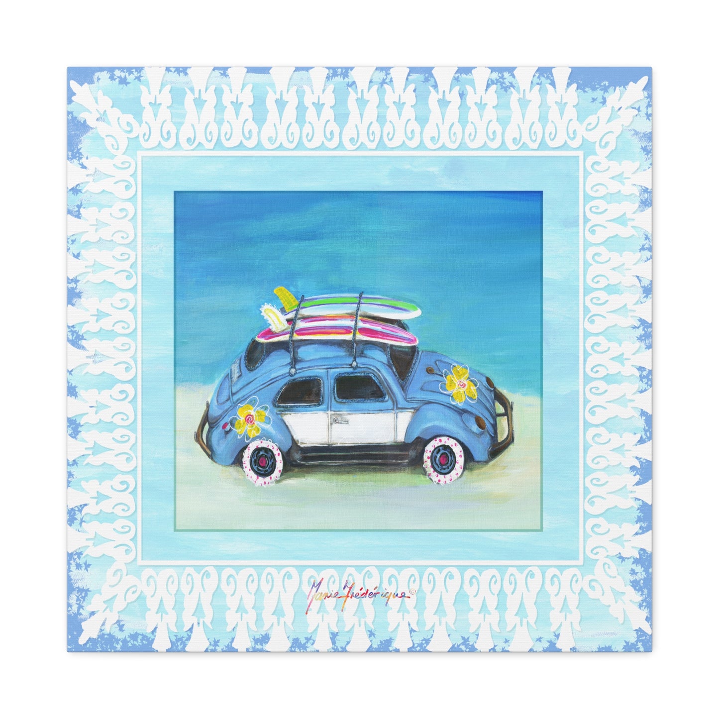 Surfing Buggy Canvas Art for Beach Lovers, by artist Marie Frederique