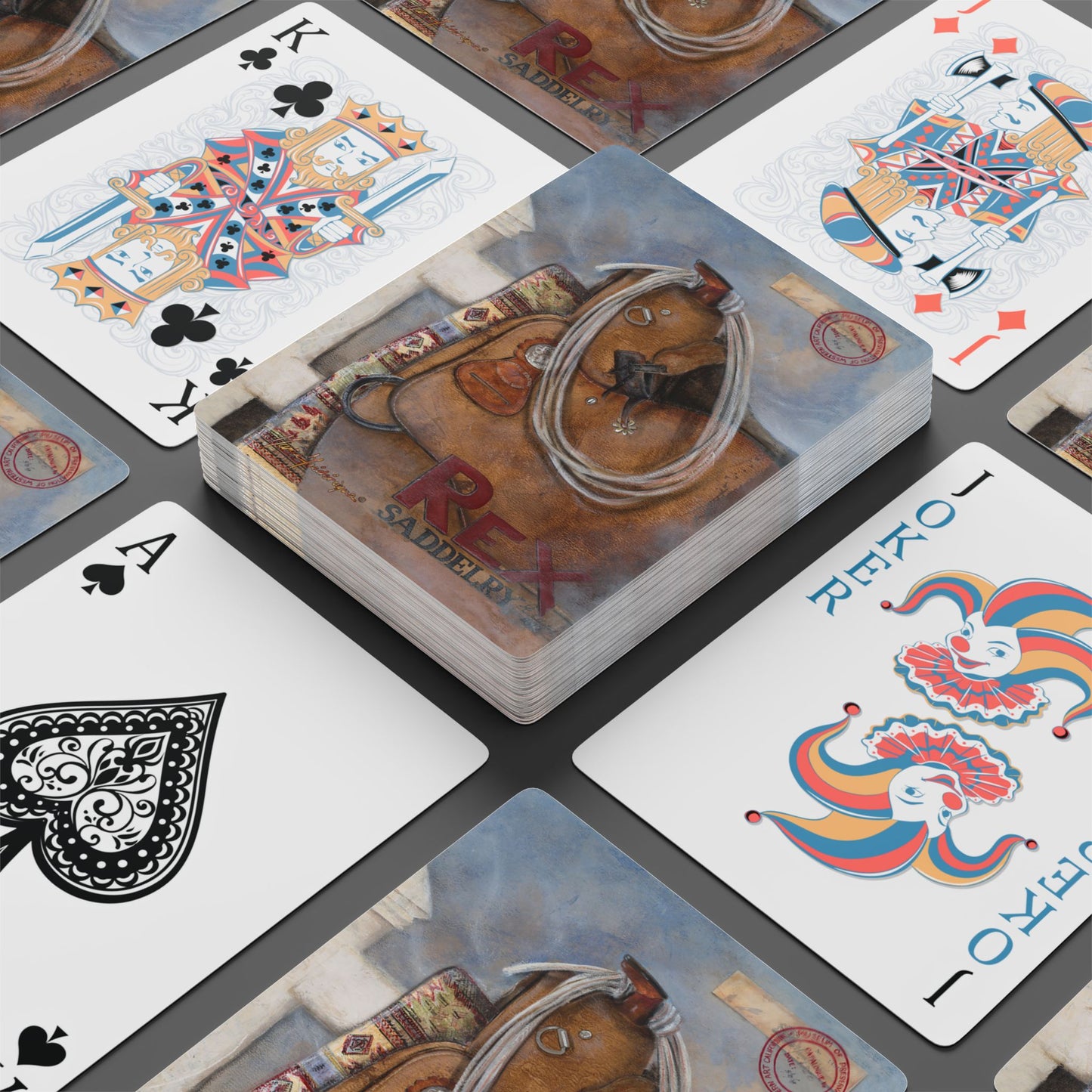 Cowboy Poker Playing Cards - Classic Card Deck for Game Night by artist Marie Frederique