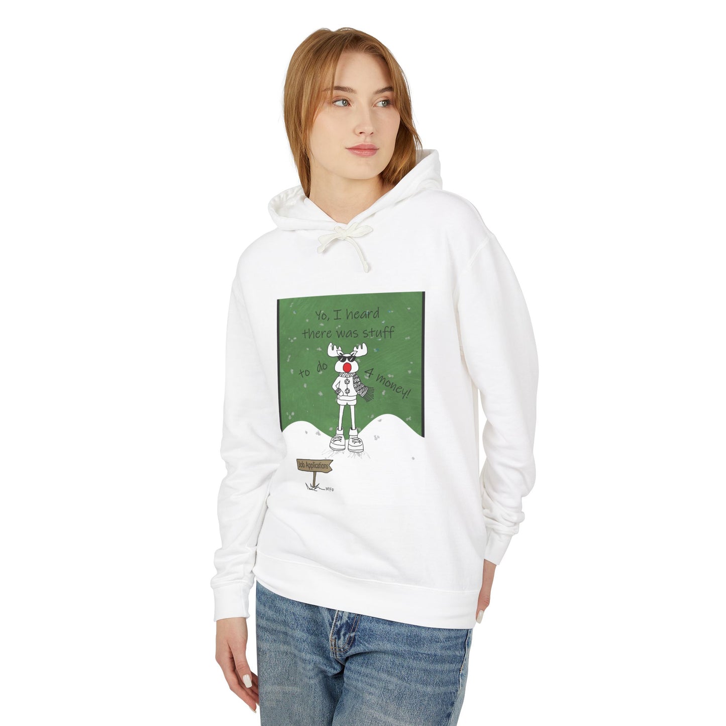 Christmas Hooded Sweatshirt - Reindeer Job Applications - Funny Christmas Design