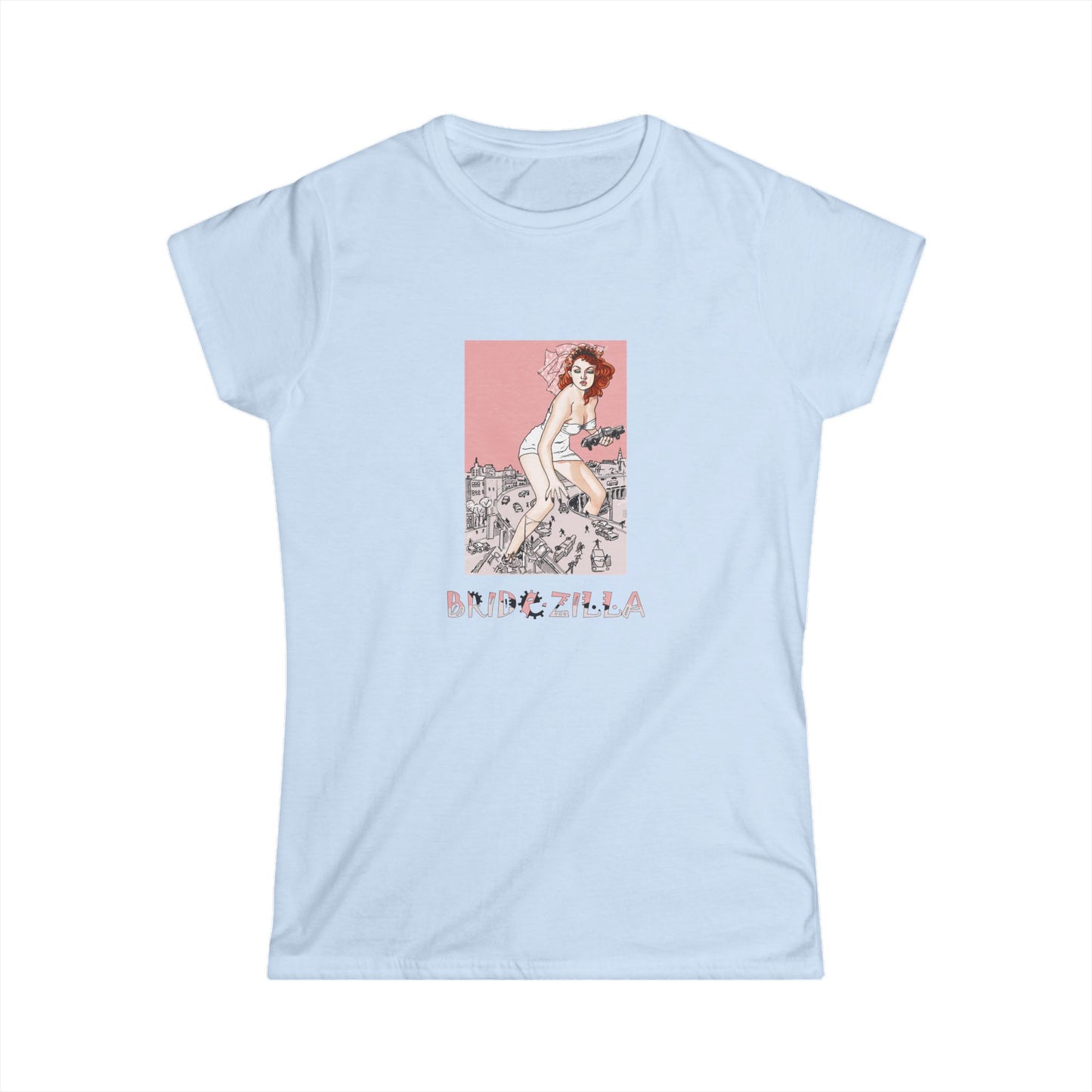 Retro Bridezilla Graphic Womens Softstyle Tee by artist Marie Frederique
