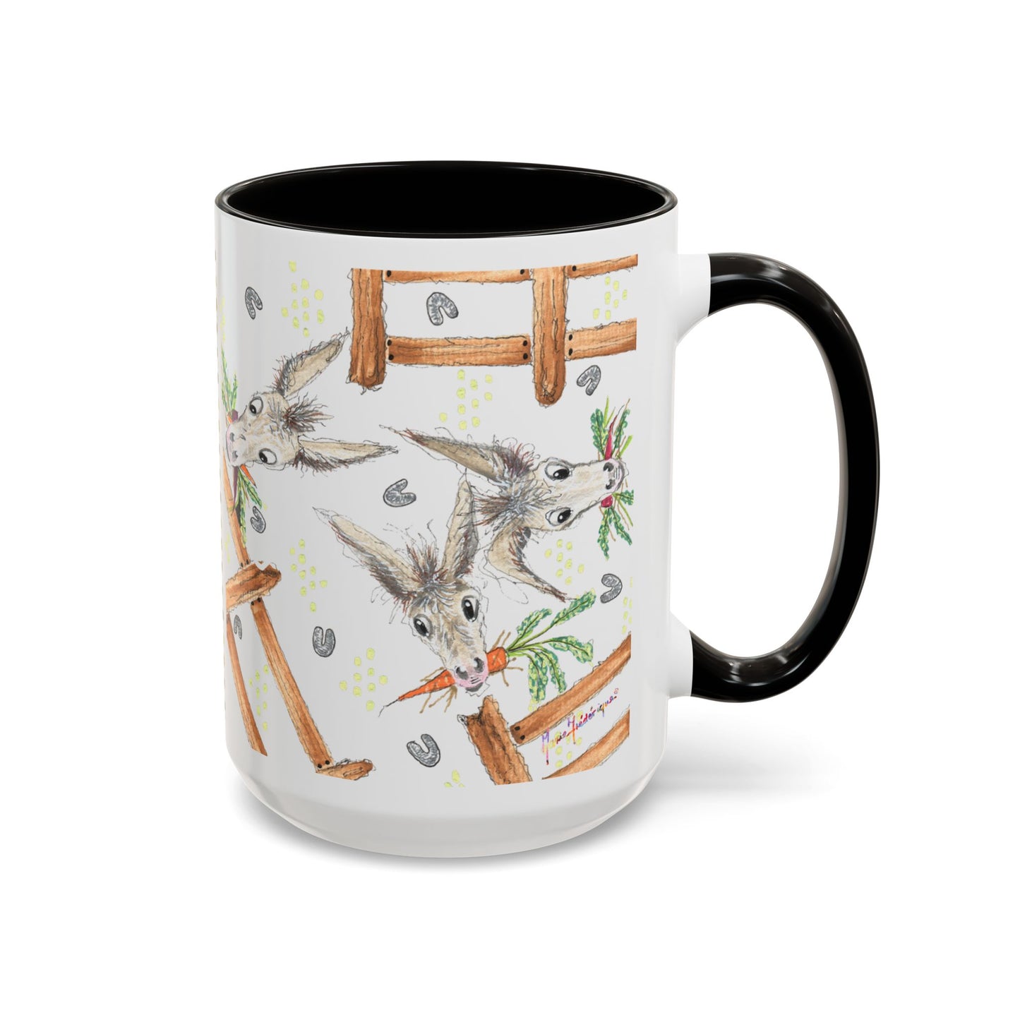 Rainbow Carrots and Donkeys - Colorful Mug by Artist Marie Frederique