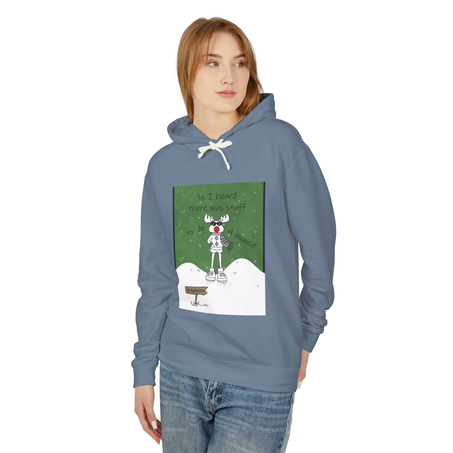 Christmas Hooded Sweatshirt - Reindeer Job Applications - Funny Christmas Design