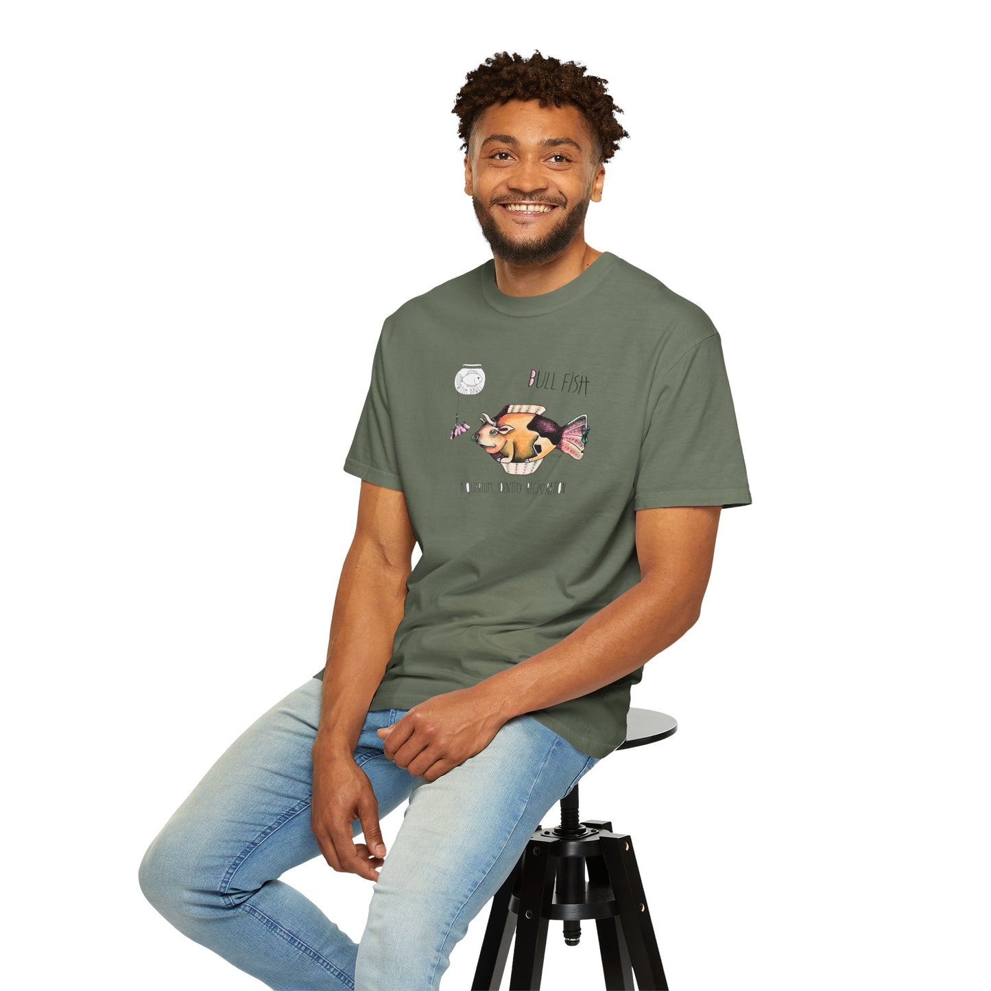 Bull Fish Unisex T-shirt - The Fishbowl Collection by artist Marie Frederique