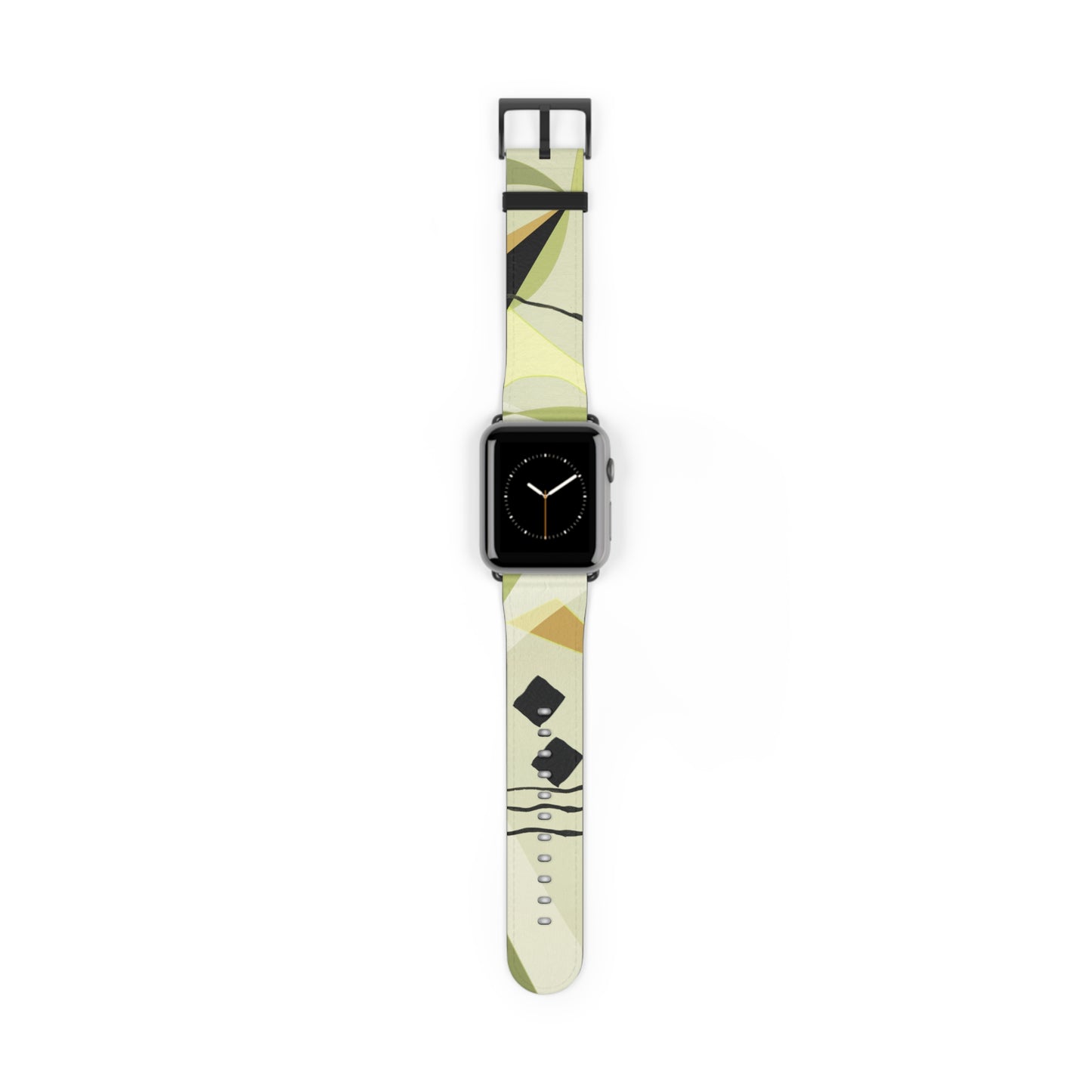 Abstract Series, Fun muted Greens, Putty and Black faux leather Watch Band by artist Marie Frederique
