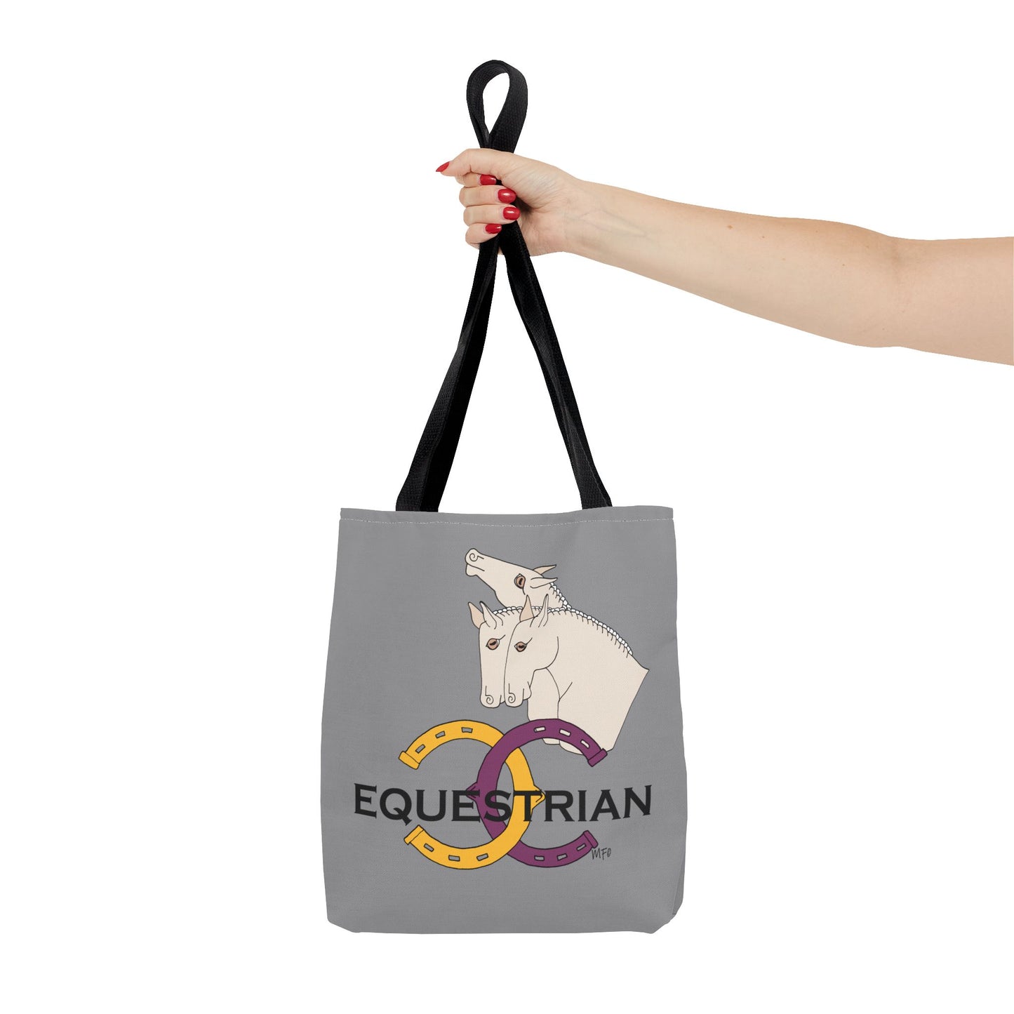 EQUESTRIAN CTS, Grey Tote Bag in 3 sizes and black or beige handles by artist Marie Frederique