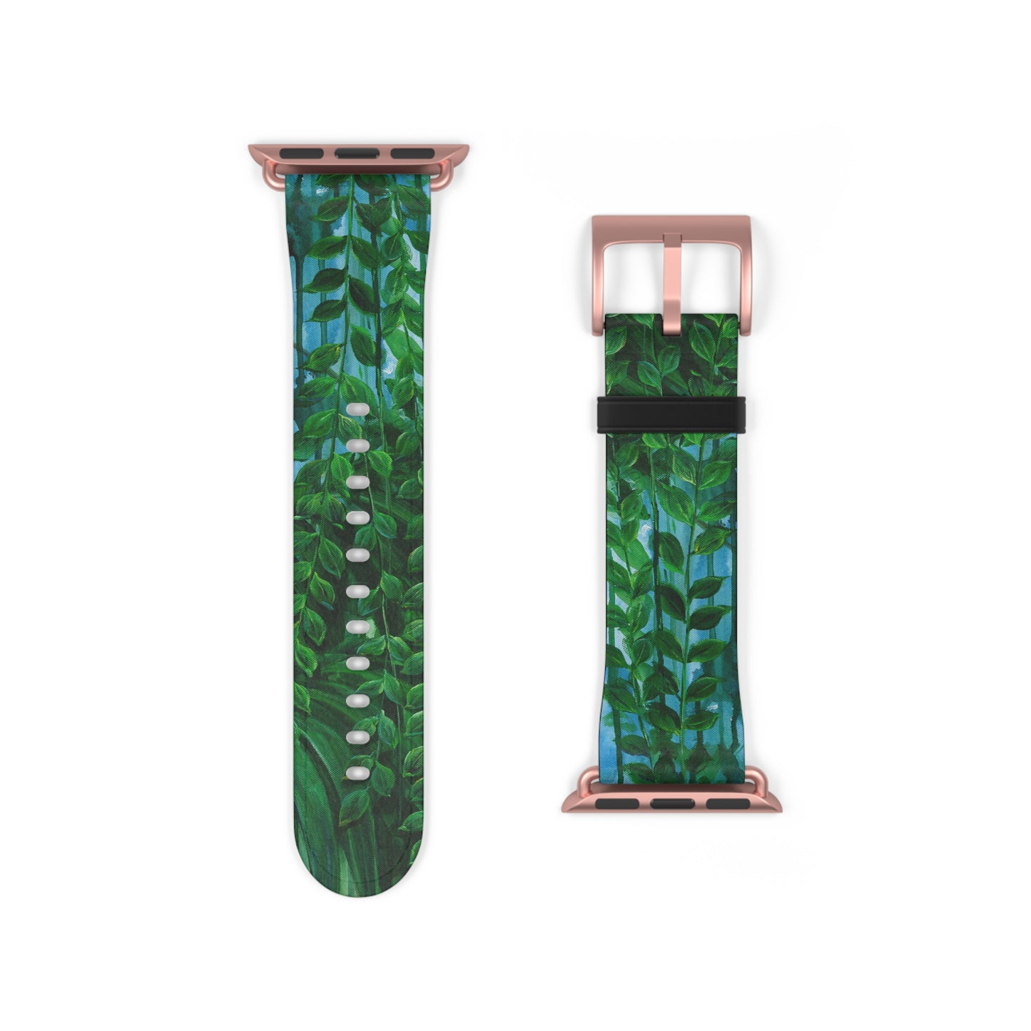 Blue Planet Series, Jungle leaves faux leather Watch Band by artist Marie Frederique