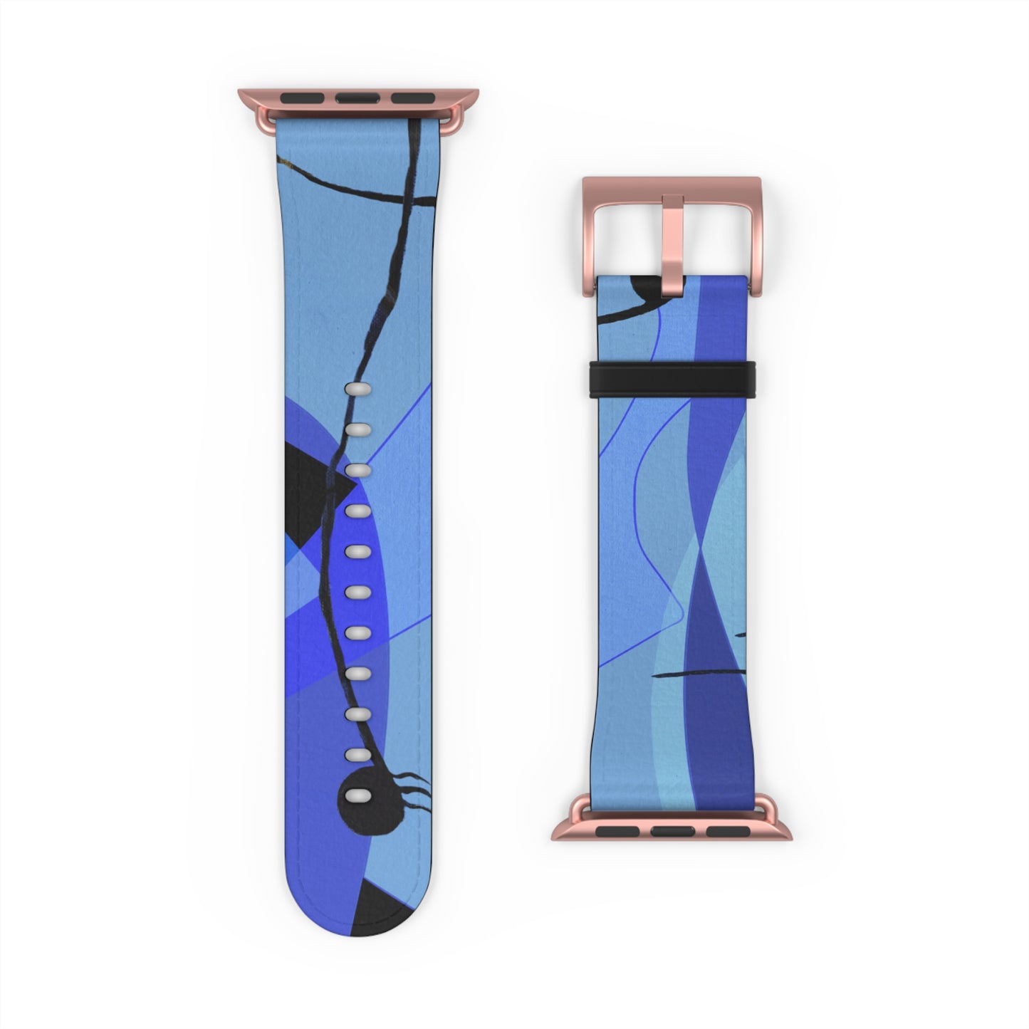 Abstract Series, Fun warm Blue tone faux leather Watch Band by artist Marie Frederique