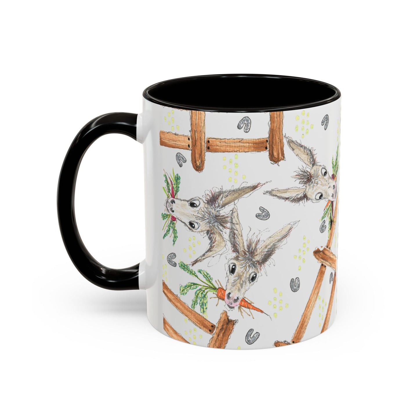 Rainbow Carrots and Donkeys - Colorful Mug by Artist Marie Frederique