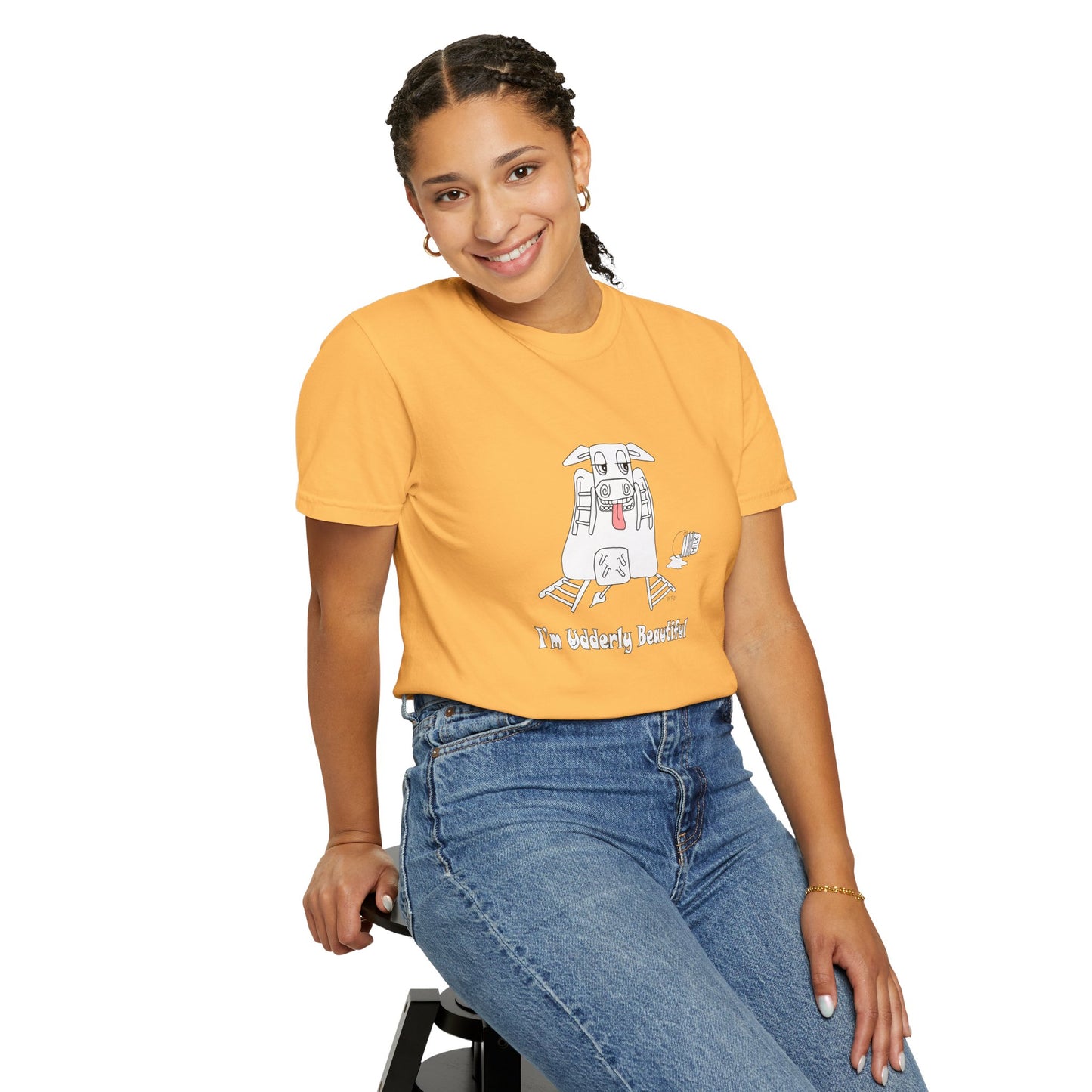 Cow Print T-Shirt - Big Girls Funny Tee by artist Marie Frederique