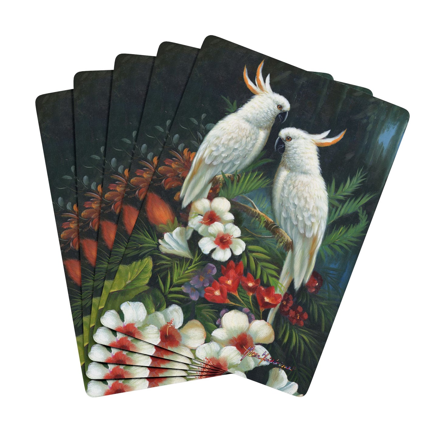 Elegant Cockateels Bridge/Poker Playing Cards Set - Perfect for Game Nights and Gatherings by artist Marie Frederique