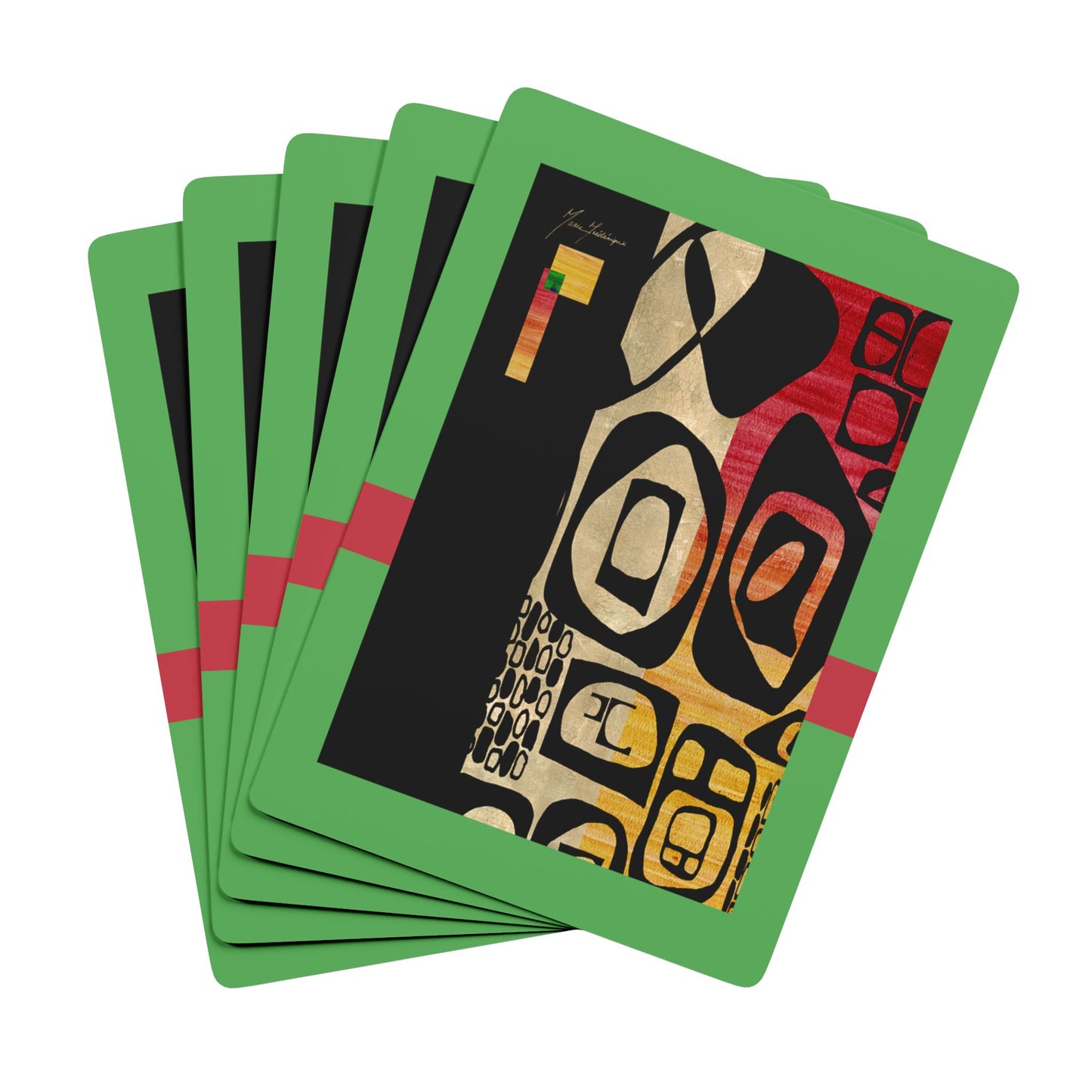 Rug Run Green; Artistic Bridge/Poker Playing Cards Set - Unique Design for Game Nights & Collectors by artist Marie Frederique