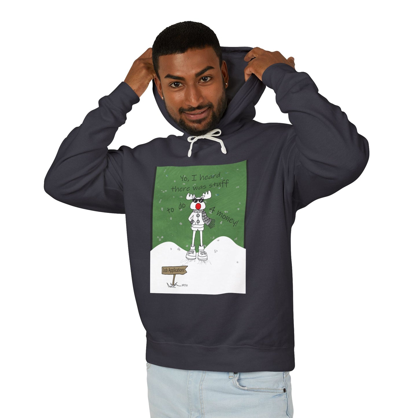 Christmas Hooded Sweatshirt - Reindeer Job Applications - Funny Christmas Design