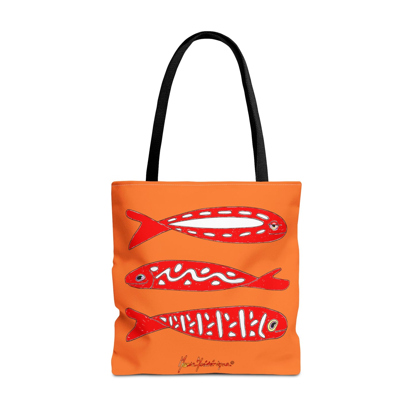 Fish Pattern, colorful Tote Bag by artist Marie Frederique