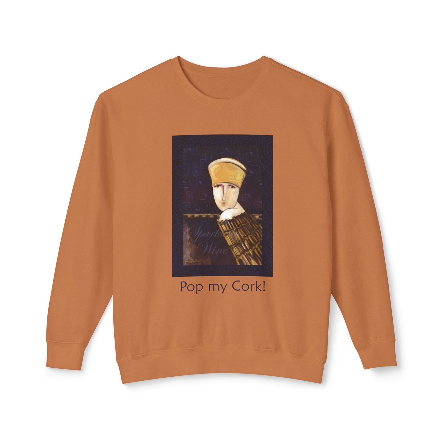 Champagne Bottle Lightweight Sweatshirt - Pop My Cork Celebration Apparel by artist Marie Frederique