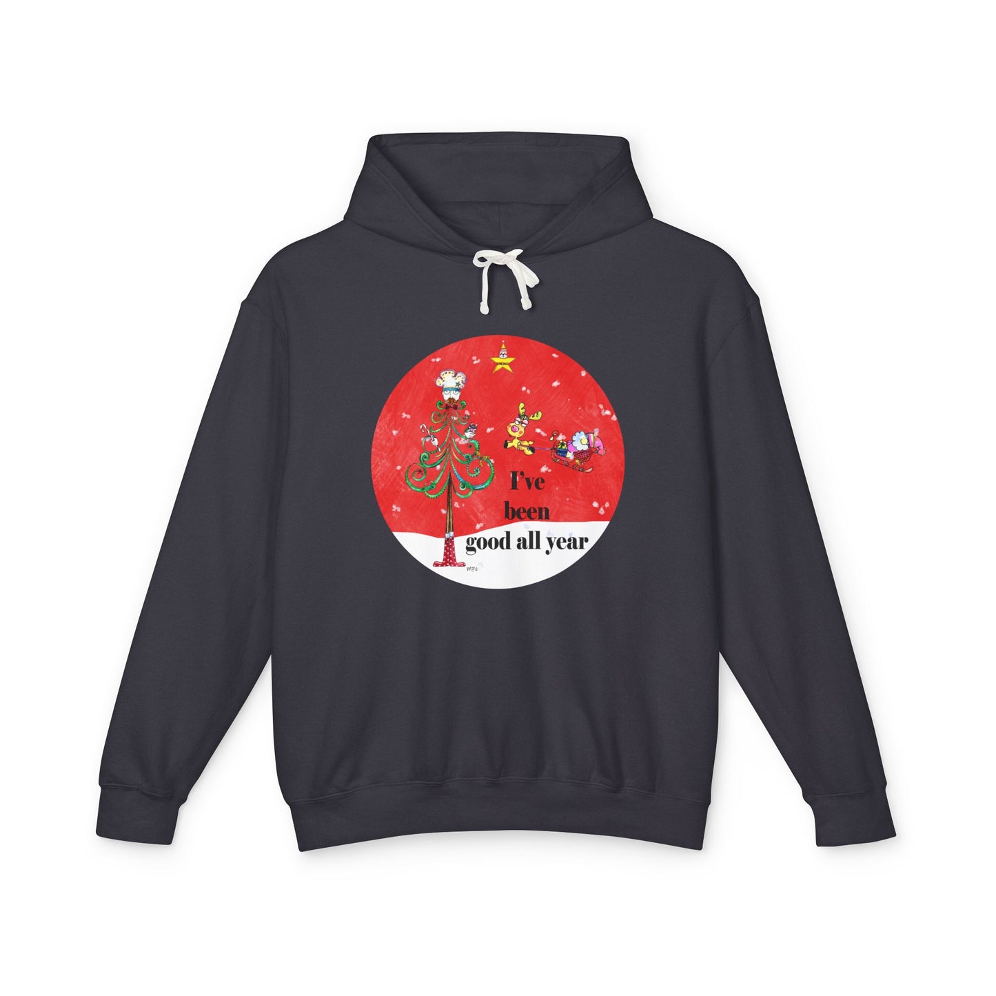 Christmas Tree Santa - Whimsical Hoodie by artist Marie Frederique