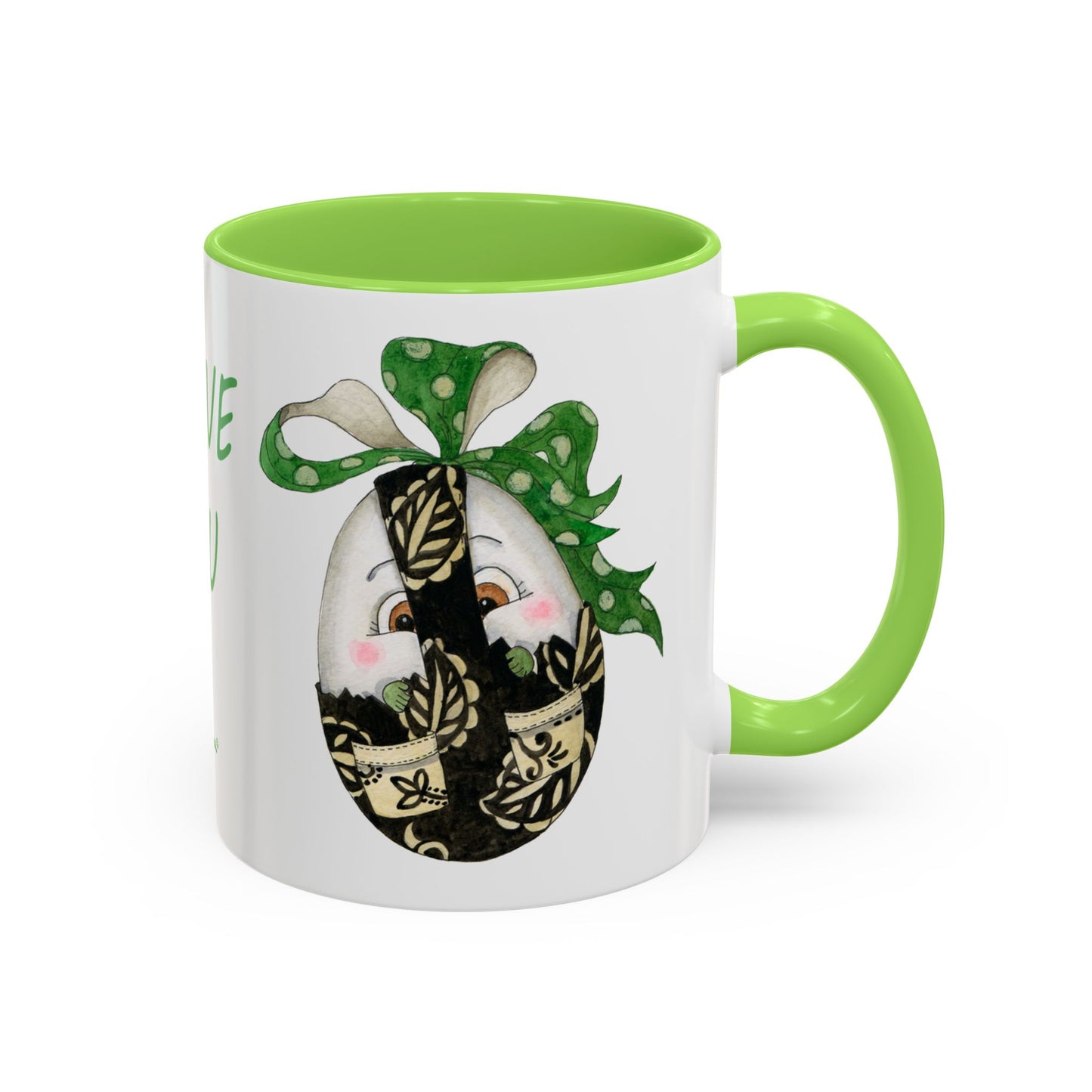 Whimsical Mugs with I Love You Egg Design - Valentine's Day/Easter Gift by artist Marie Frederique