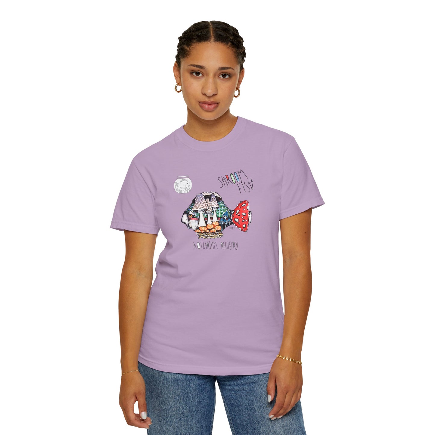 Mushroom Fish Unisex T-shirt - The Fishbowl Collection by artist Marie Frederique