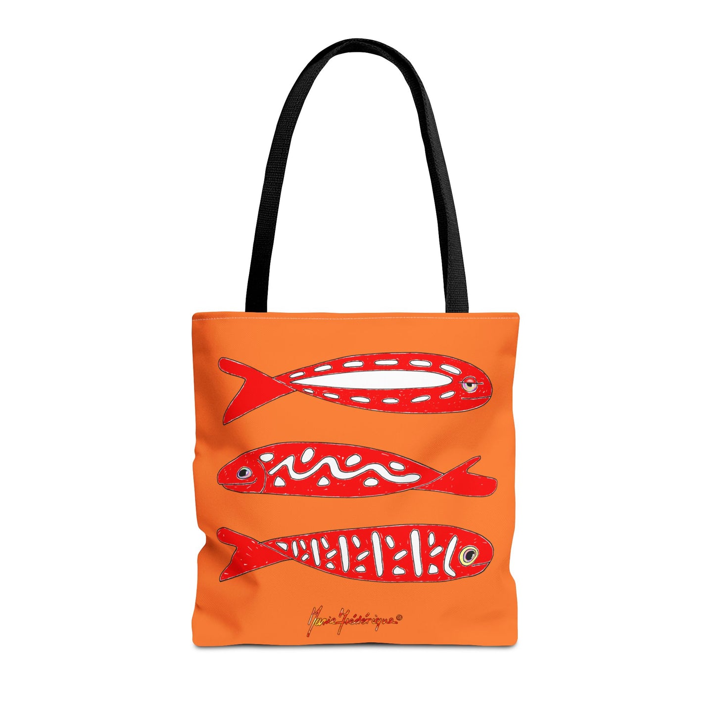 Fish Pattern, colorful Tote Bag by artist Marie Frederique