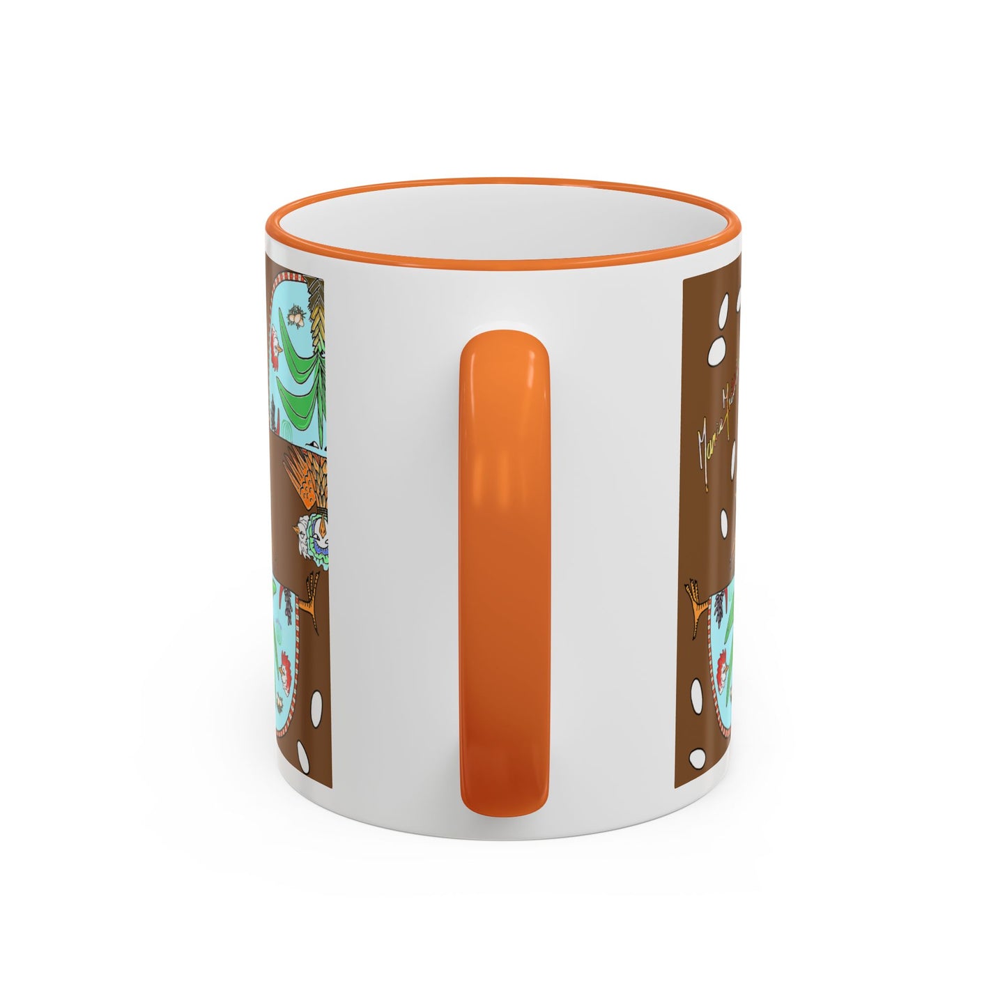 Chic Chick Tropical Palm Pattern Accent Mug - Ceramic Coffee Cup (11oz/15oz) by artist Marie Frederique