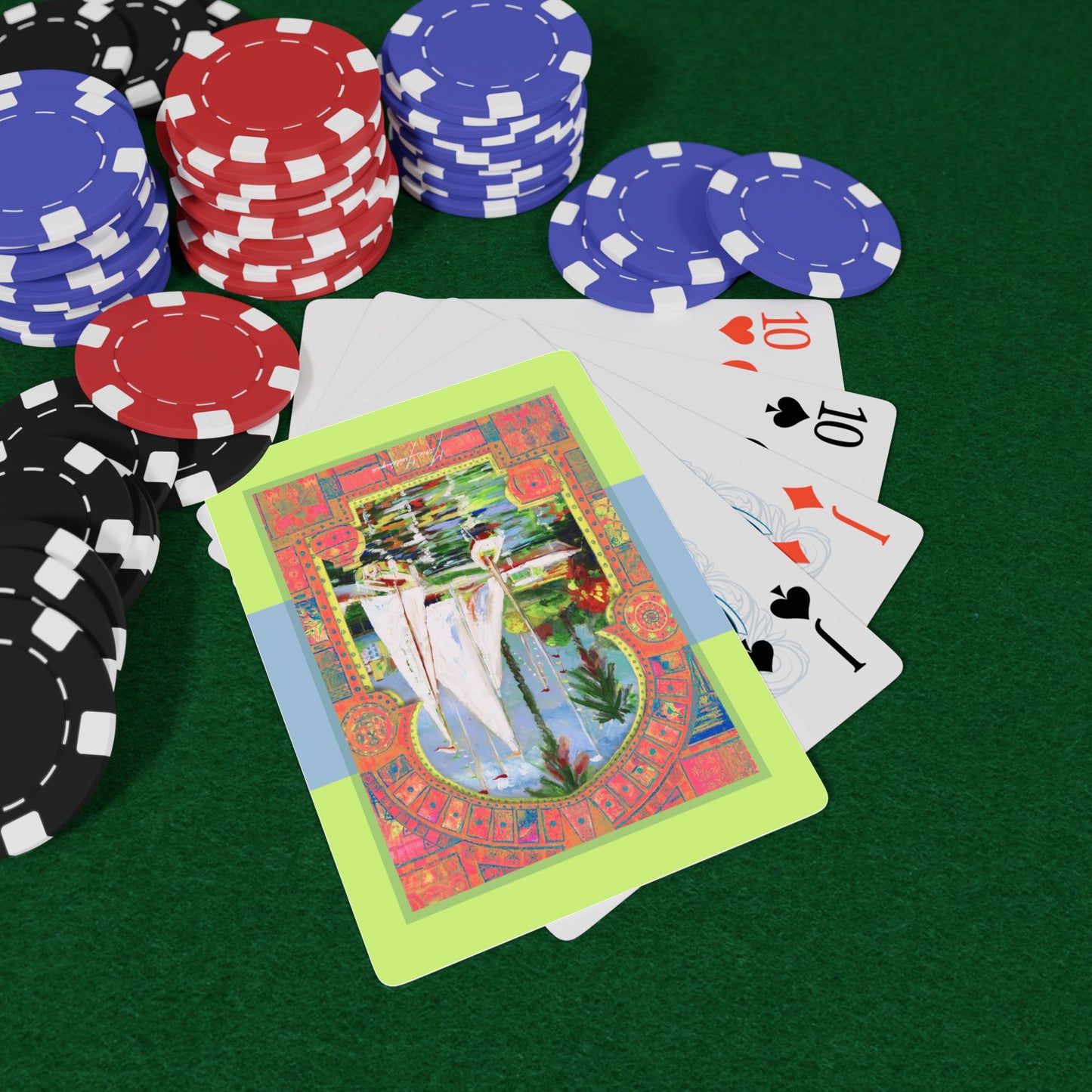 Moroccan Arch 2 with sail boats Bridge/Poker Playing Cards Set - Unique Nautical & Elegant Design by artist Marie Frederique