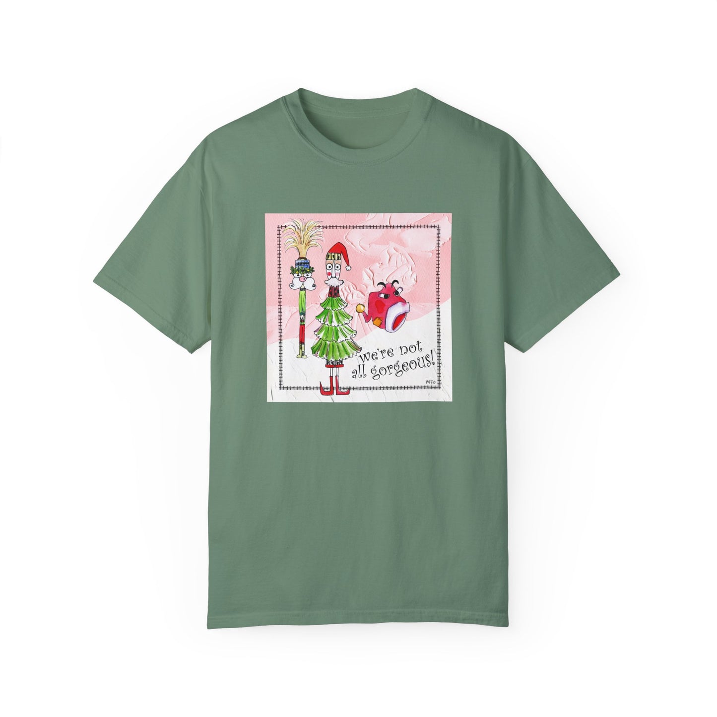 Christmas, We're not all gorgeous! Cotton Unisex T-shirt by artist Marie Frederique