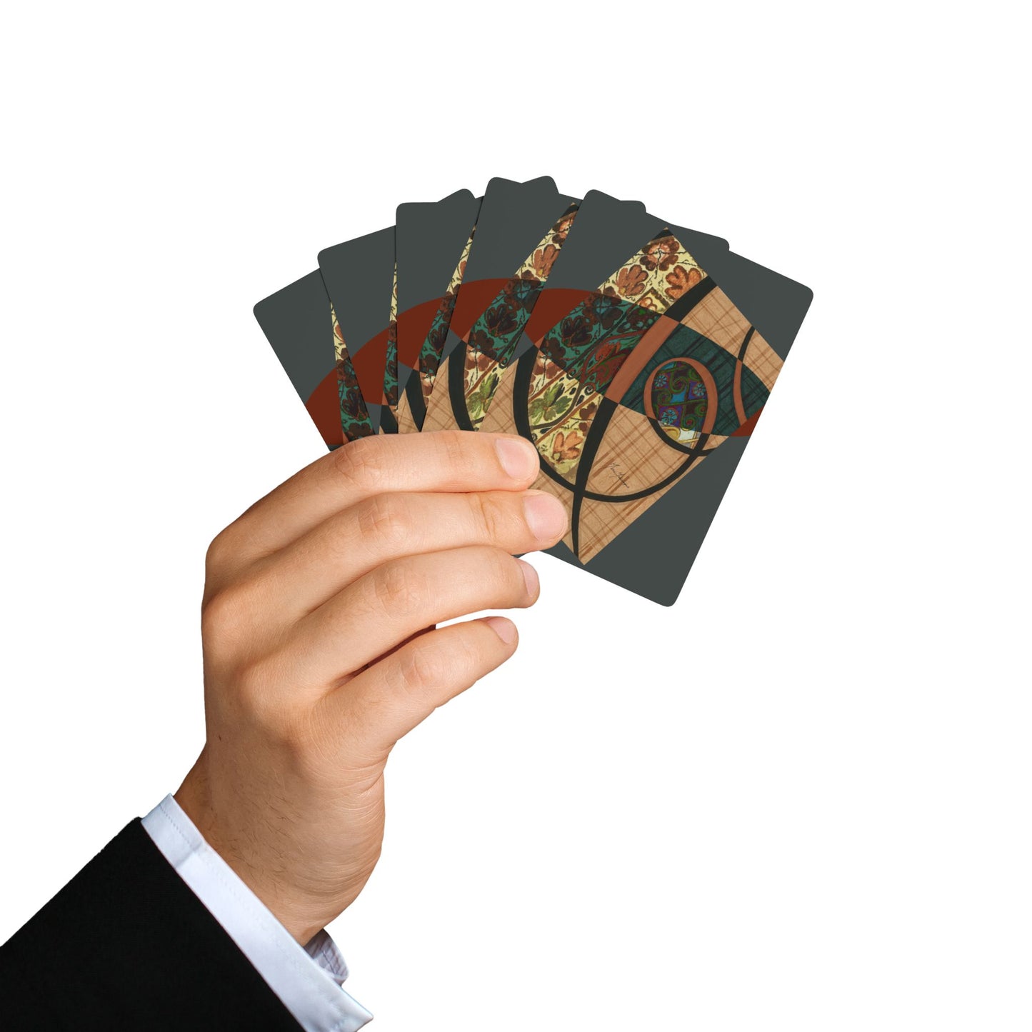 Smokey Spirals, Calligraphic Poker/Bridge Playing Cards Set - Perfect for Game Night & Collectors by artist Marie Frederique