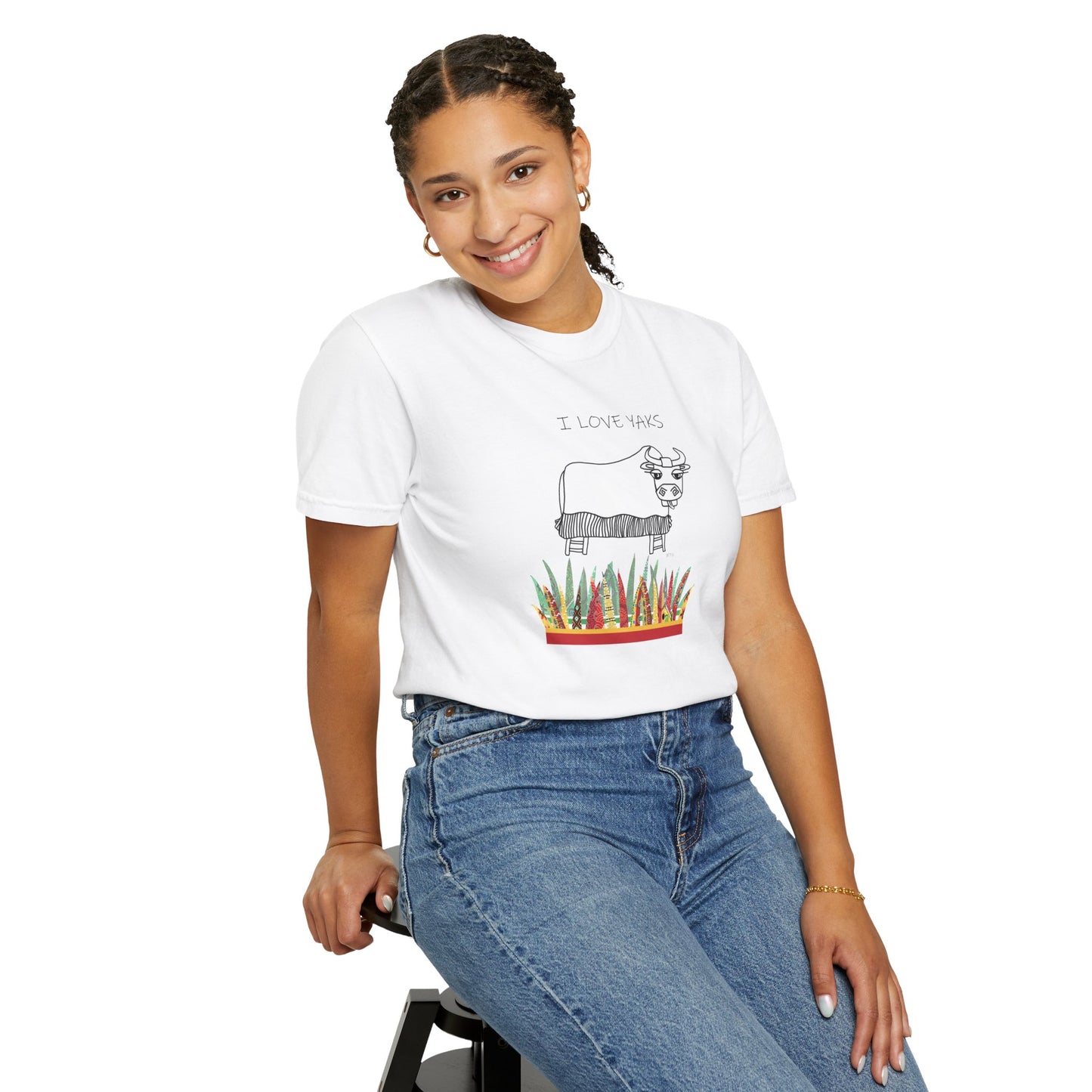 I love Yaks, Unisex Garment-Dyed T-shirt by artist Marie Frederique
