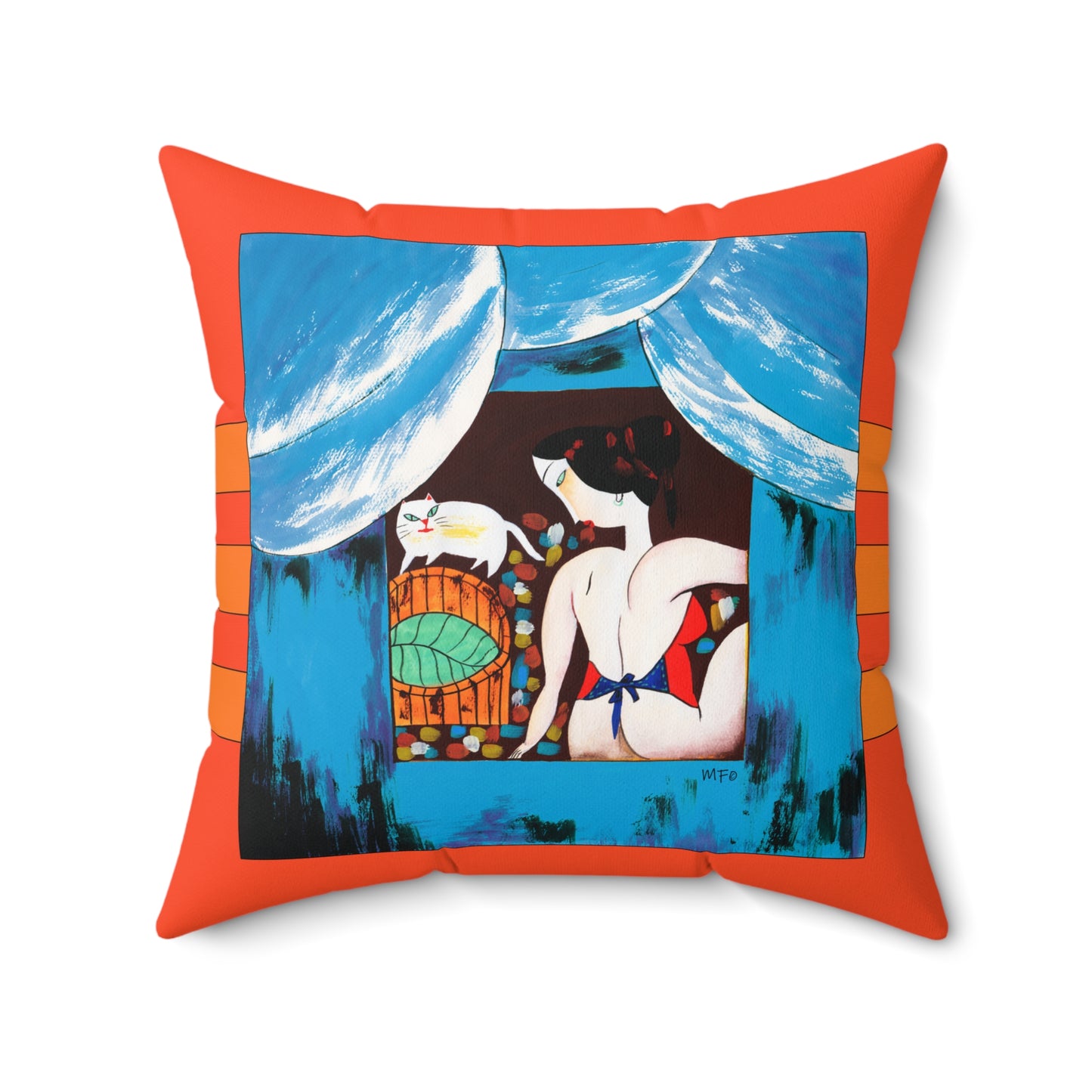 Exotic Sassy Cat Lady - Modern Naive Art Decor by artist Marie Frederique