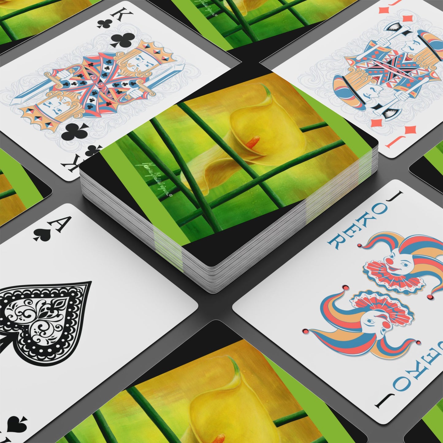 Arum Lily Yellow, Artistic Poker Playing Cards - Unique Card Deck for Game Nights by artist Marie Frederique
