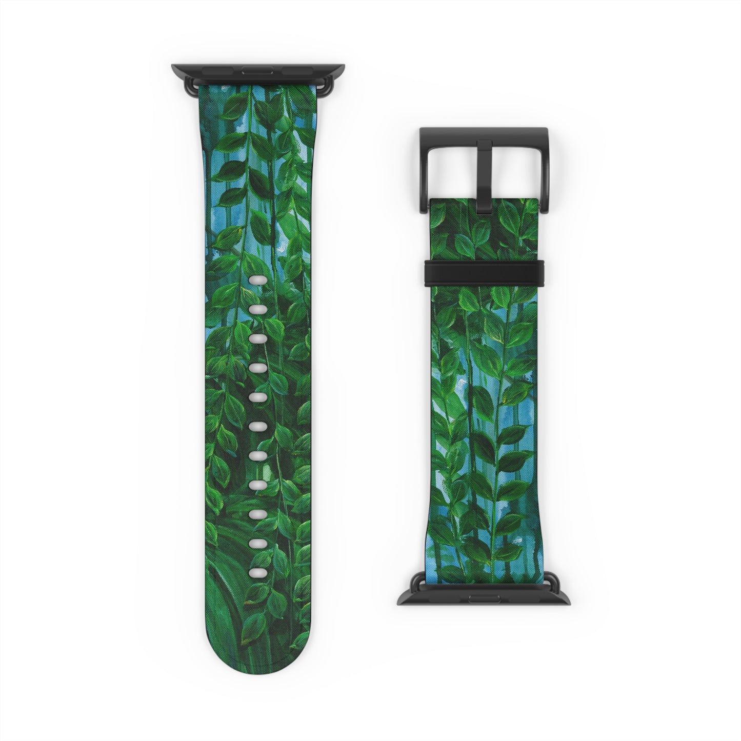 Blue Planet Series, Jungle leaves faux leather Watch Band by artist Marie Frederique