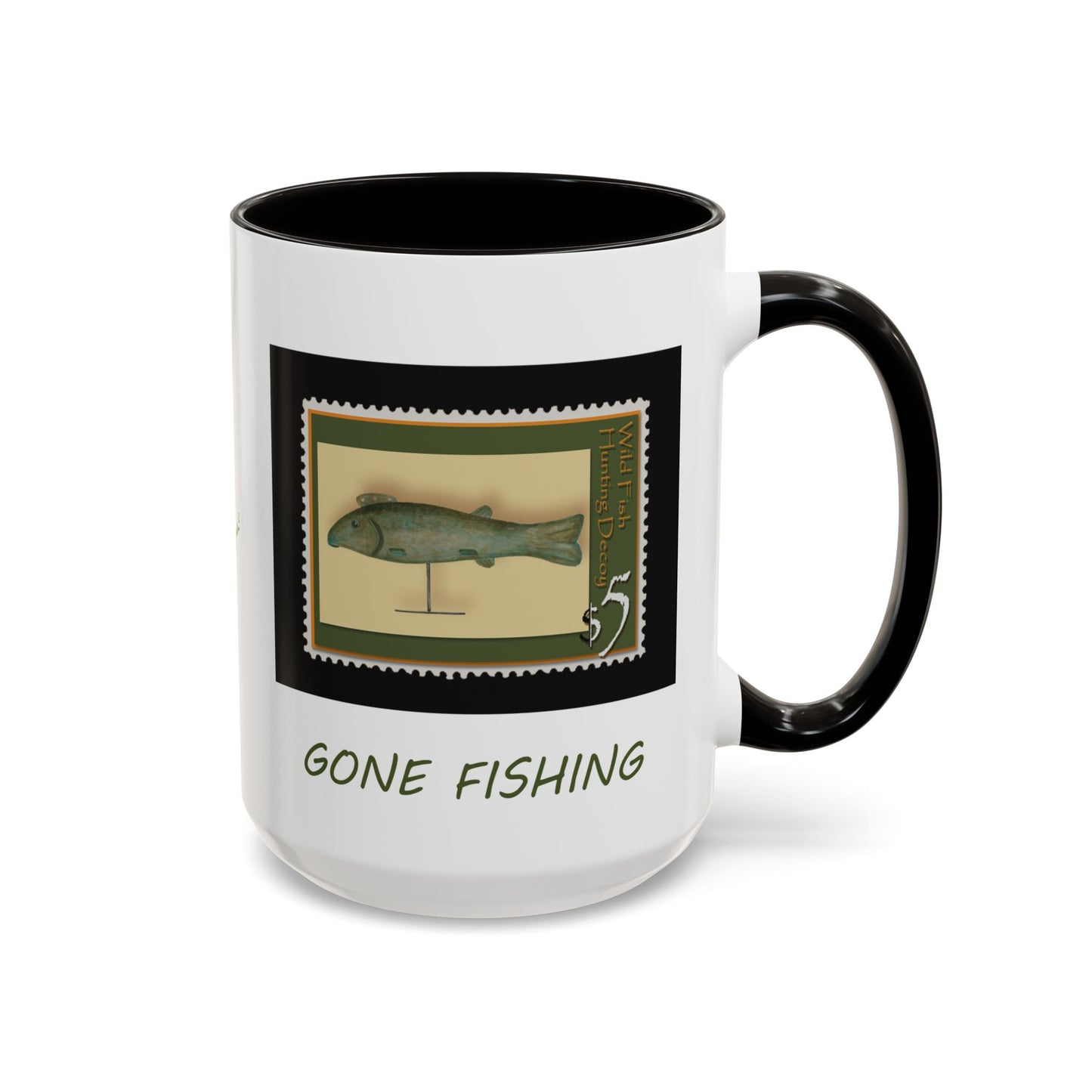Decoy Fish Mug Art Print Stamp - Hunting Lodge Decor by artist Marie Frederique