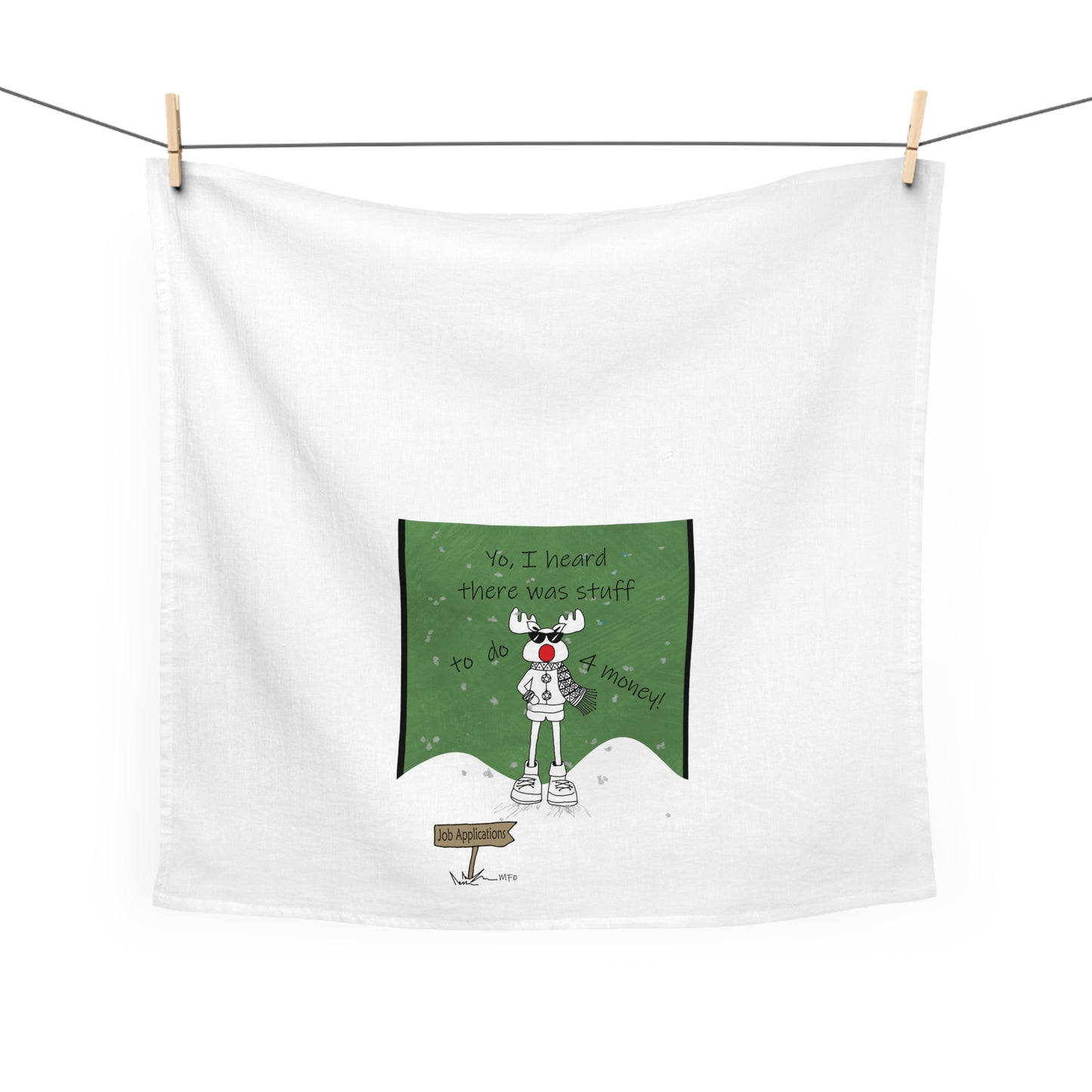 Christmas Reindeer Tea Towel by artist Marie Frederique