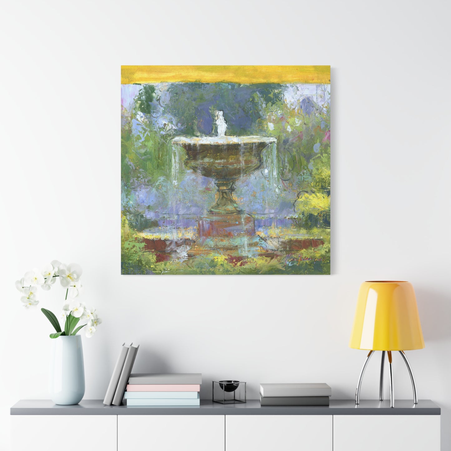 Fountain in the Garden II, Canvas Wall Art by artist Marie Frederique