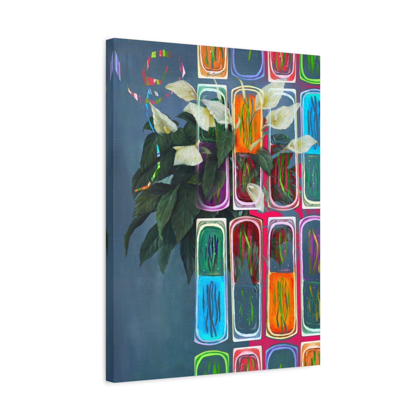 Abstract Lilies, Floral Canvas by artist Marie Frederique
