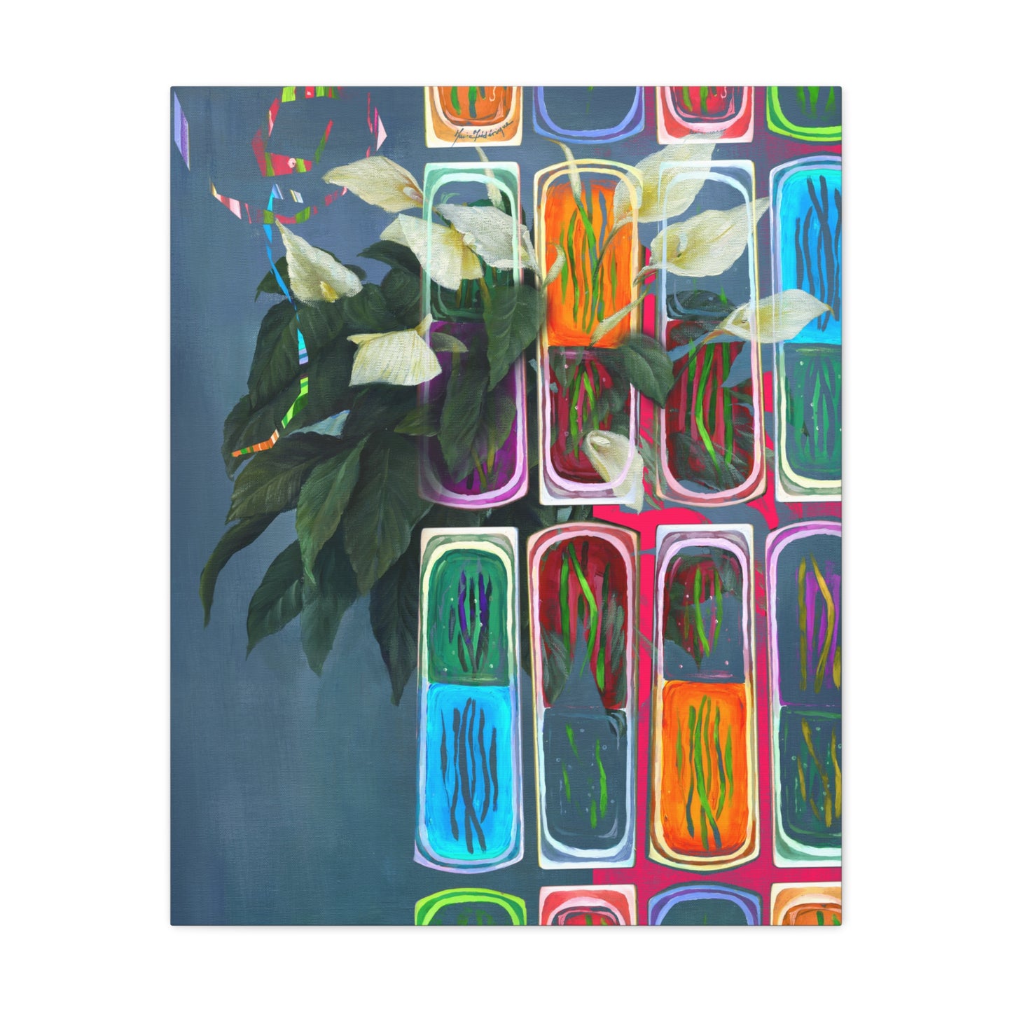 Abstract Lilies, Floral Canvas by artist Marie Frederique