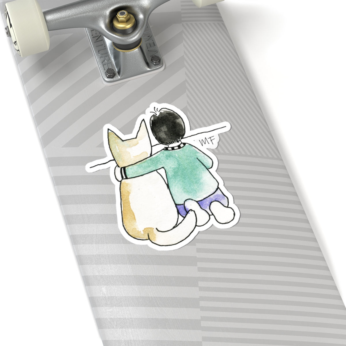 CTS Child and pet looking at the horizon, Sticker by artist Marie Frederique