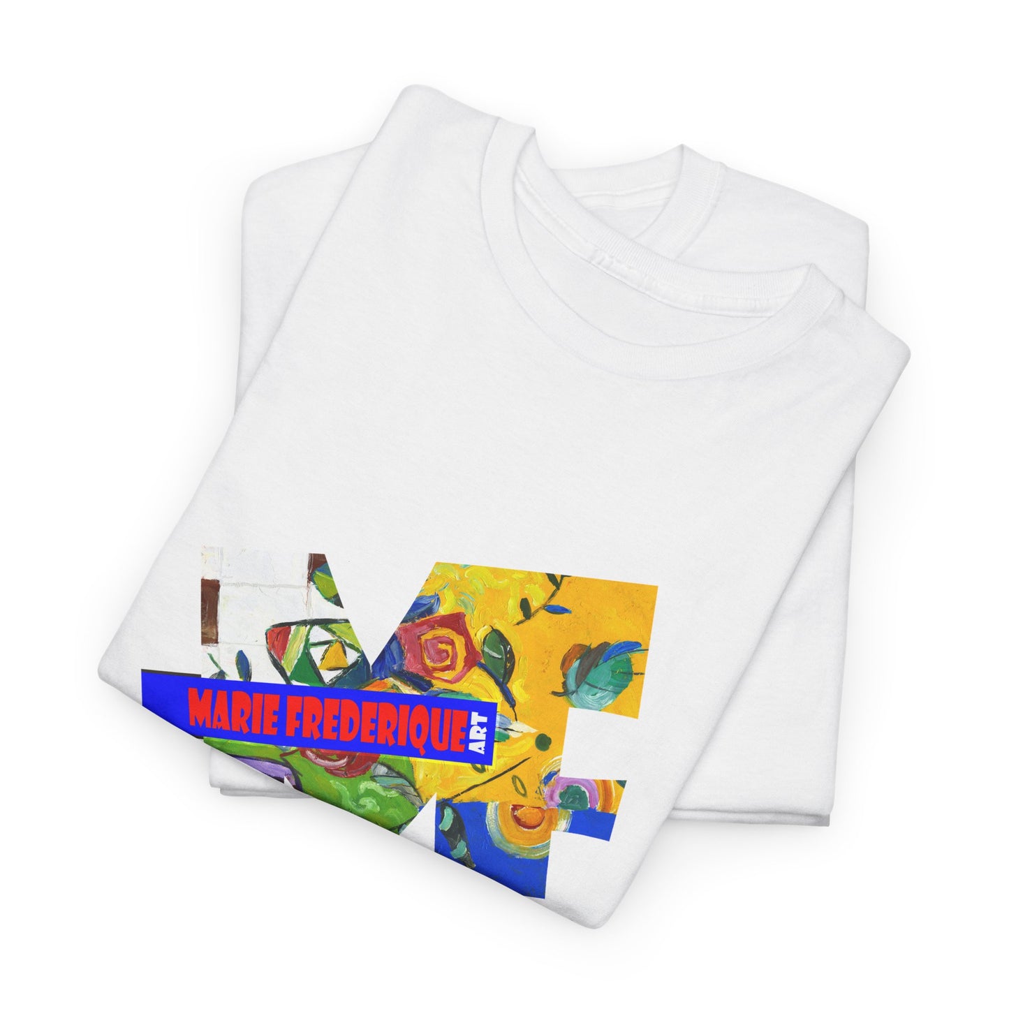 Multicolored Art collage Unisex Heavy Cotton Tee - Perfect for Art Enthusiasts by artist Marie Frederique